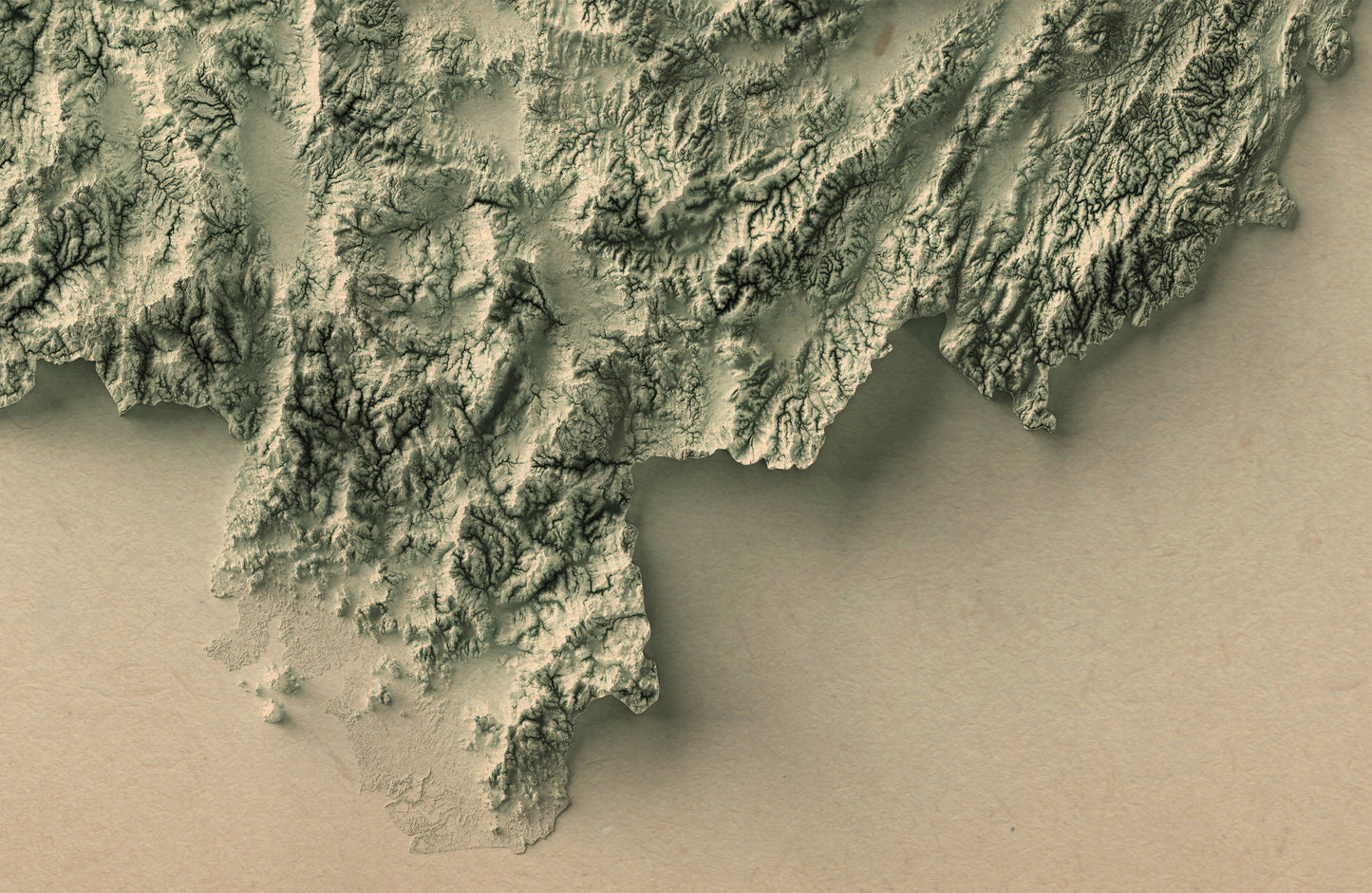 Detailed close-up of a vintage Honduras relief map, showcasing textured topography and geographic contours