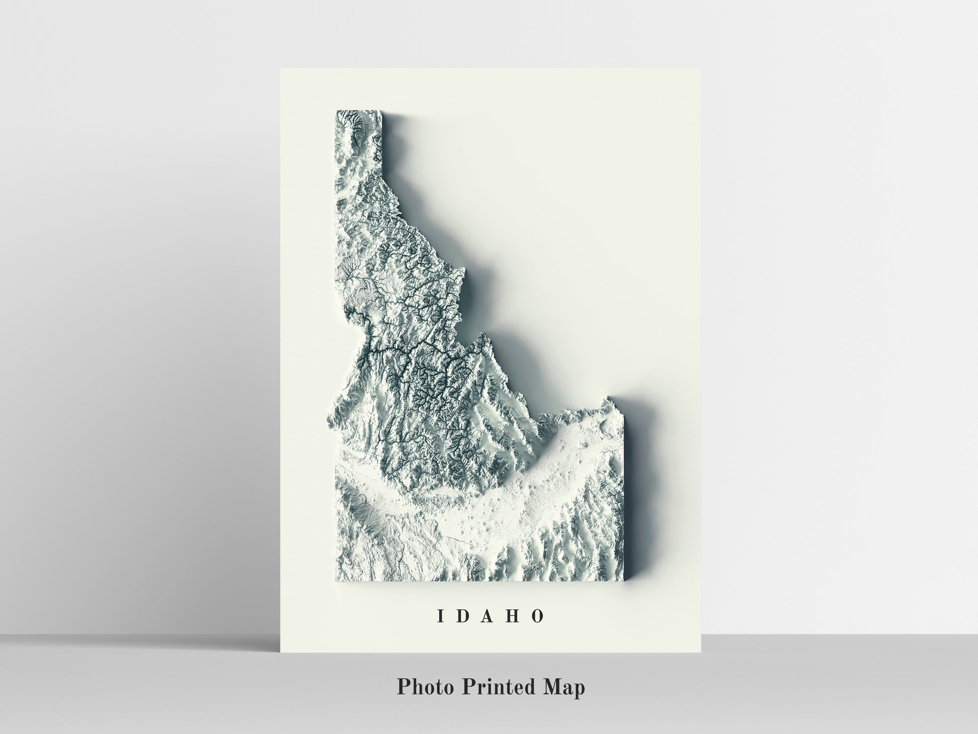 Idaho (USA) Shaded relief map print, highlighting topography. Ideal for home decor and geography lovers