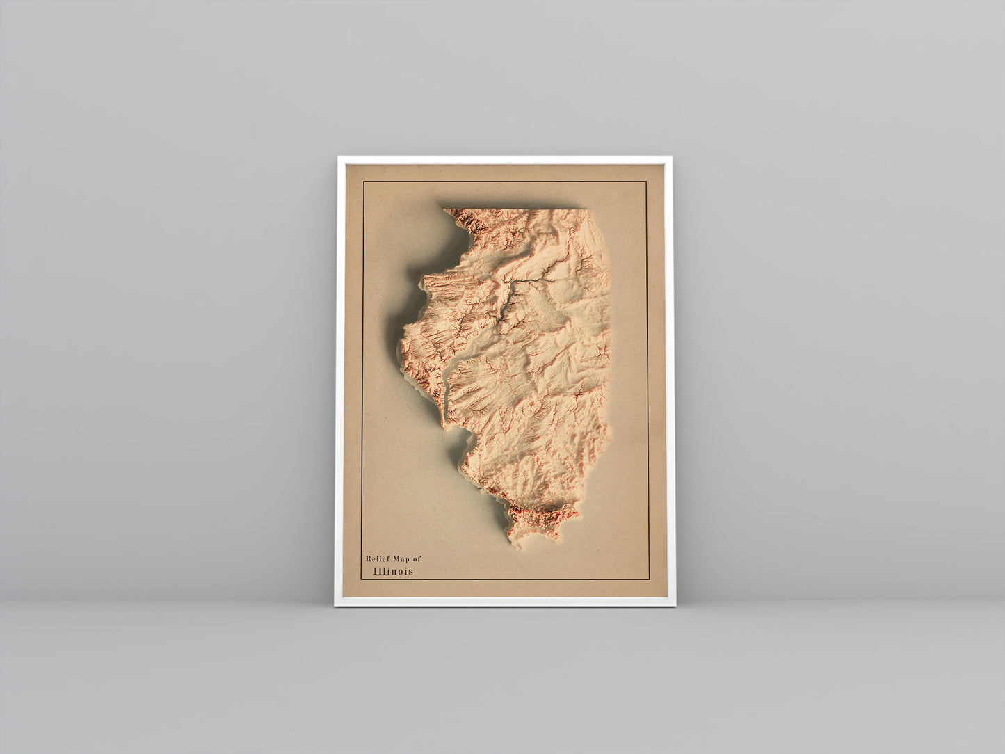 vintage shaded relief map of Illinois