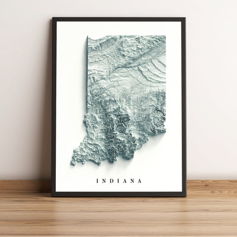 vintage shaded relief map of Indiana
