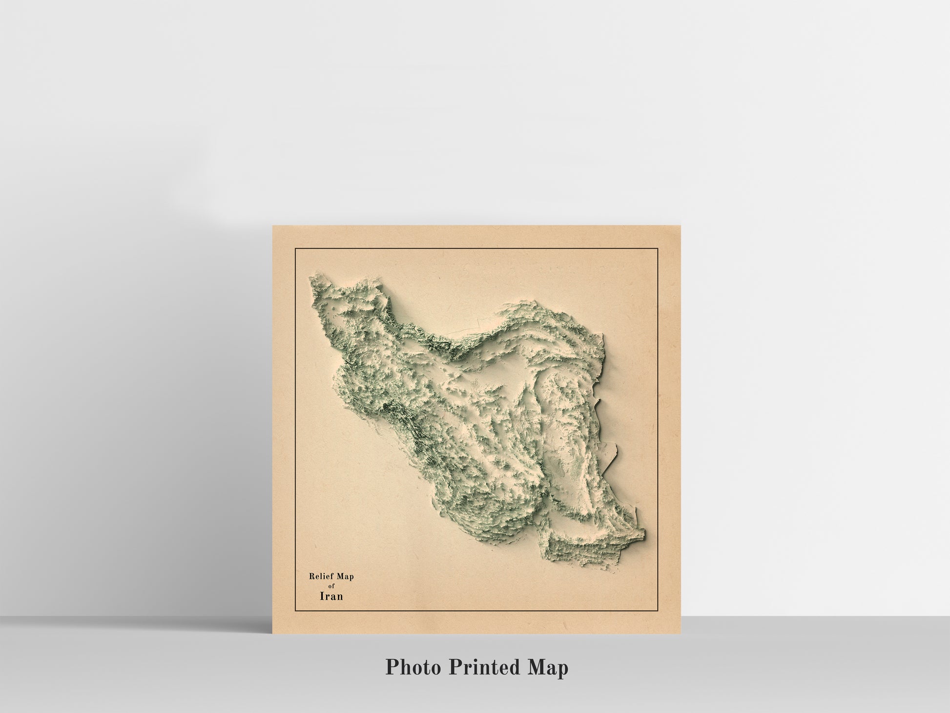 Iran Shaded relief map print, highlighting topography. Ideal for home decor and geography lovers