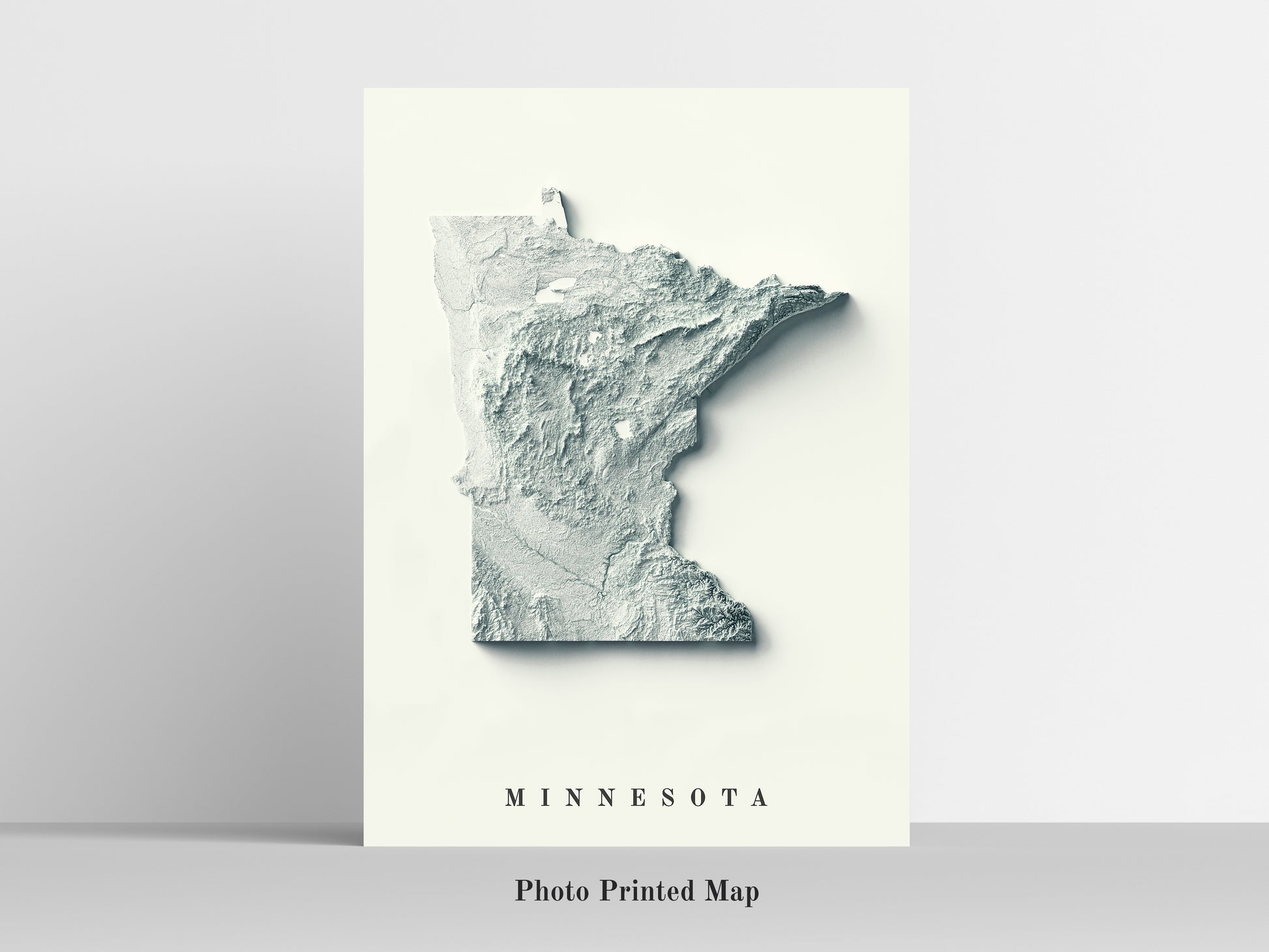 Minnesota (USA) Shaded relief map print, highlighting topography. Ideal for home decor and geography lovers