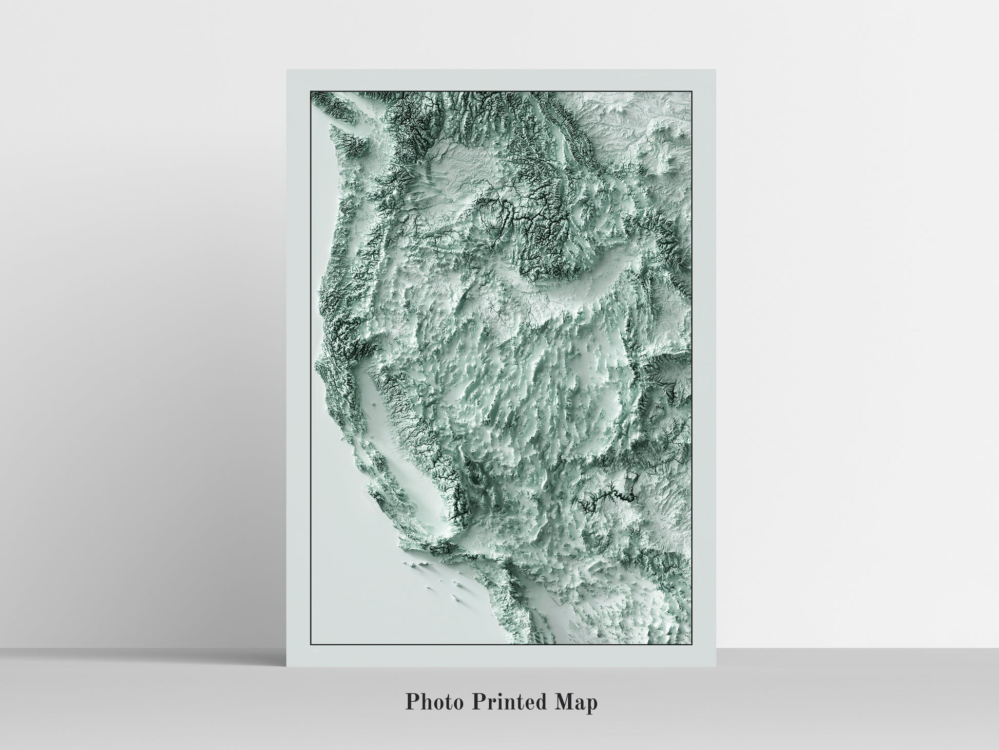 Western United States (USA) Shaded relief map print, highlighting topography. Ideal for home decor and geography lovers
