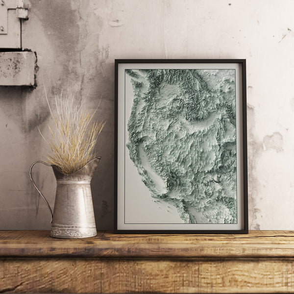 vintage shaded relief map of the western usa