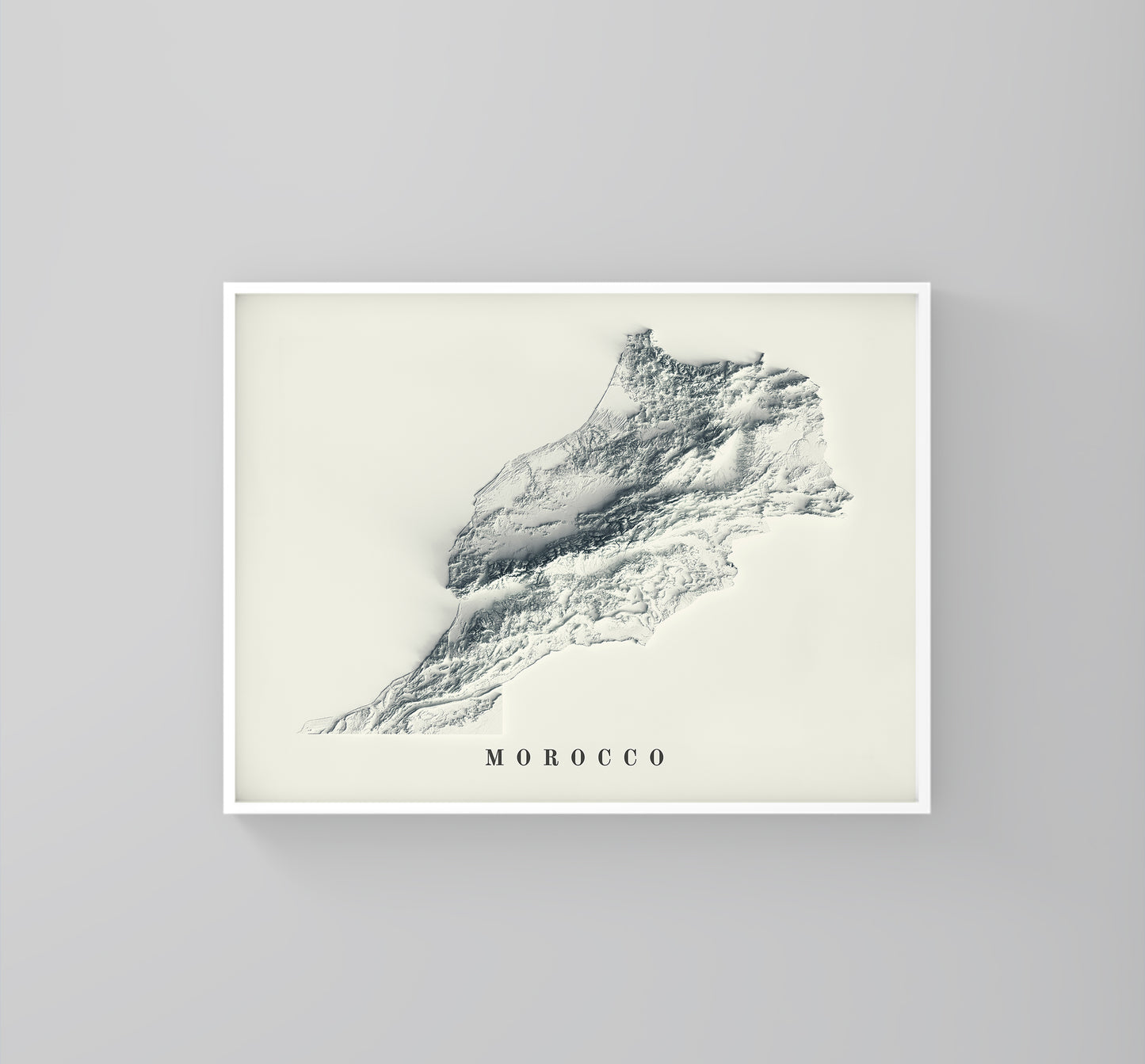 vintage shaded relief map of Morocco