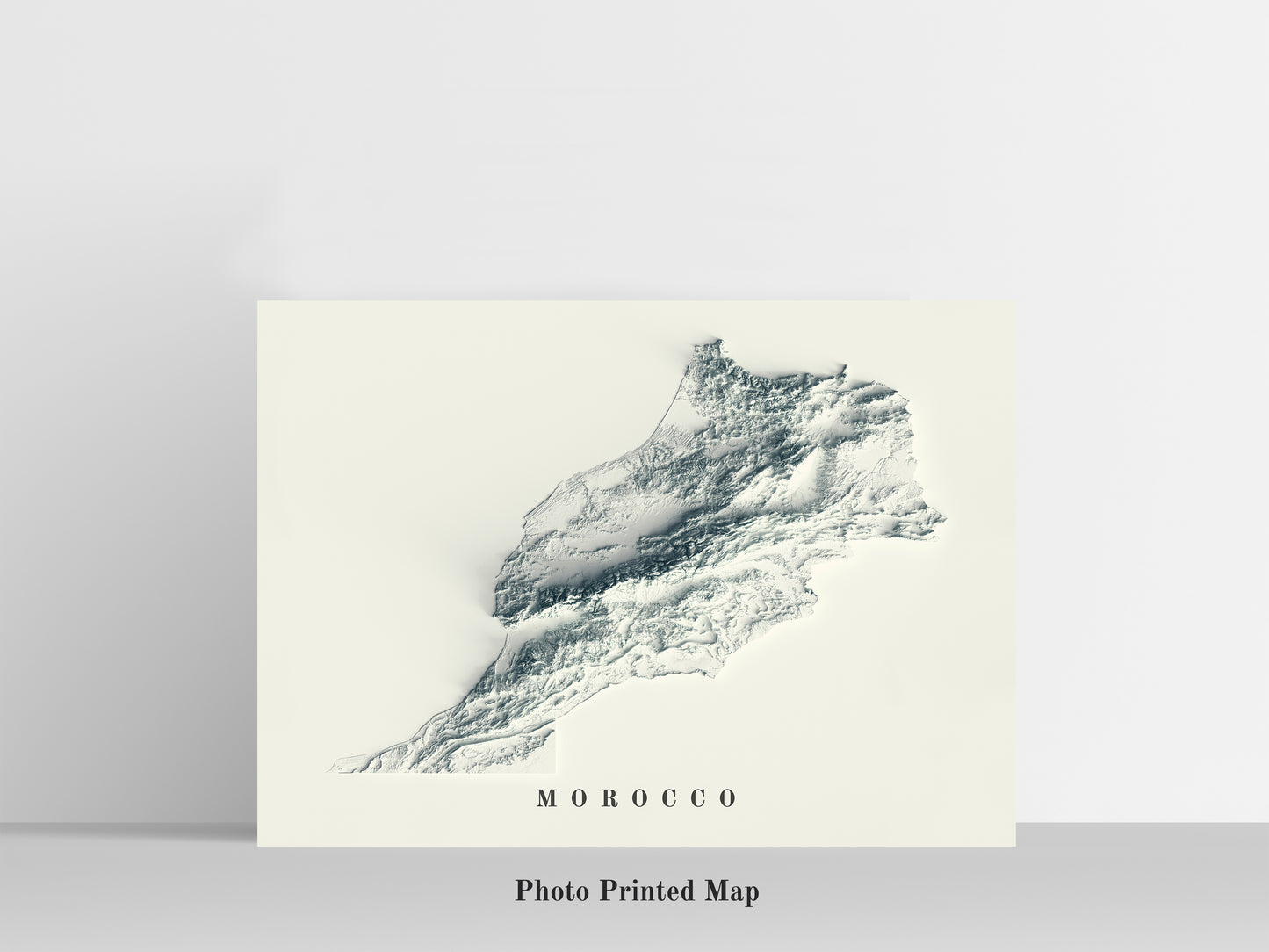 vintage shaded relief map of Morocco