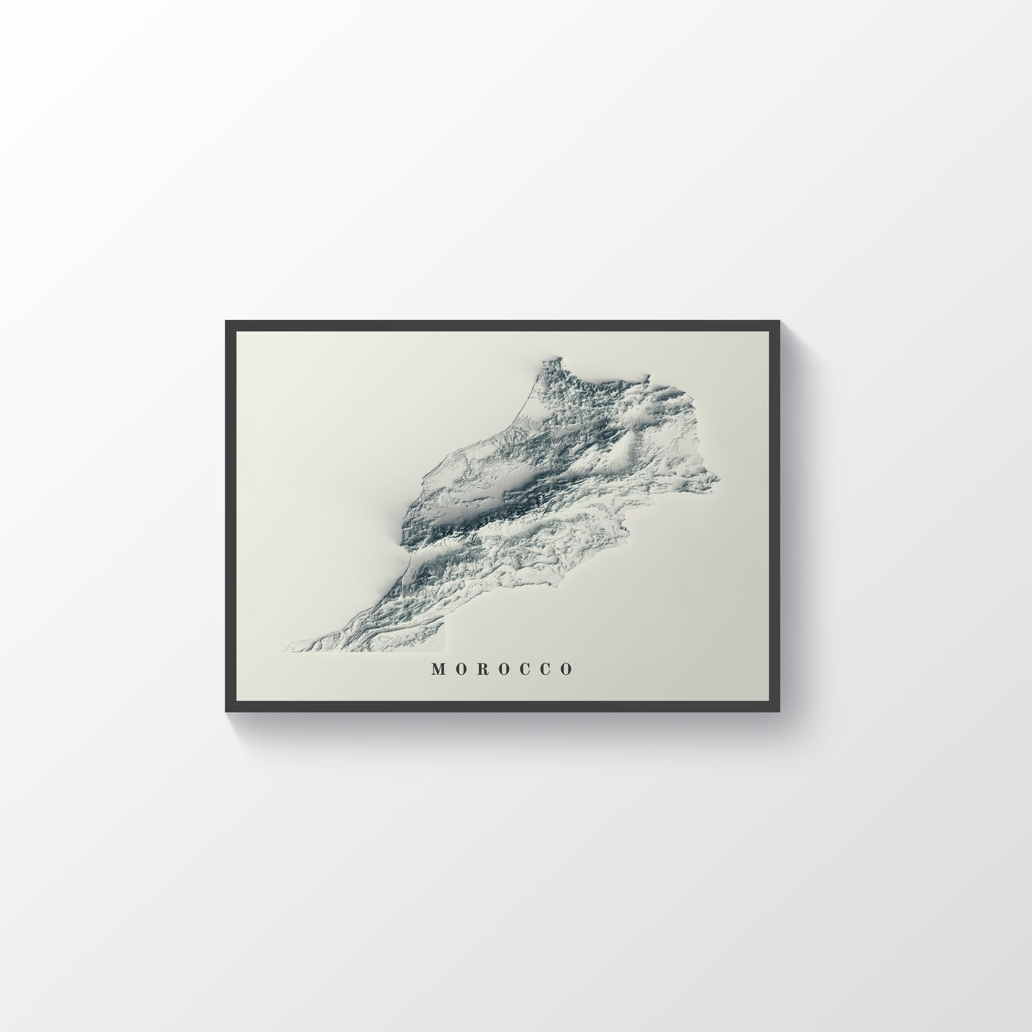 vintage shaded relief map of Morocco