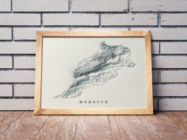 vintage shaded relief map of Morocco