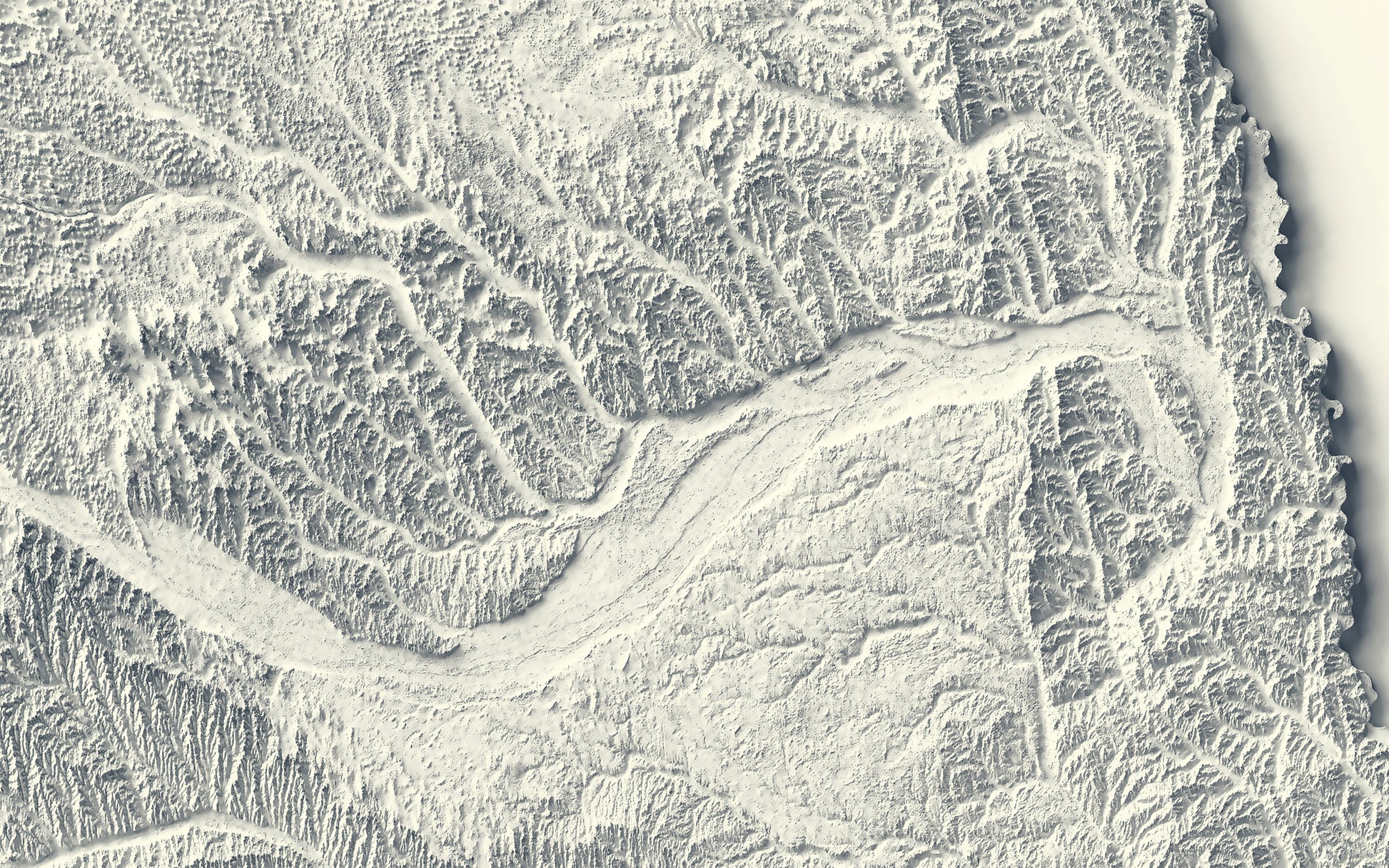 Detailed close-up of a vintage Nebraska (USA) relief map, showcasing textured topography and geographic contours