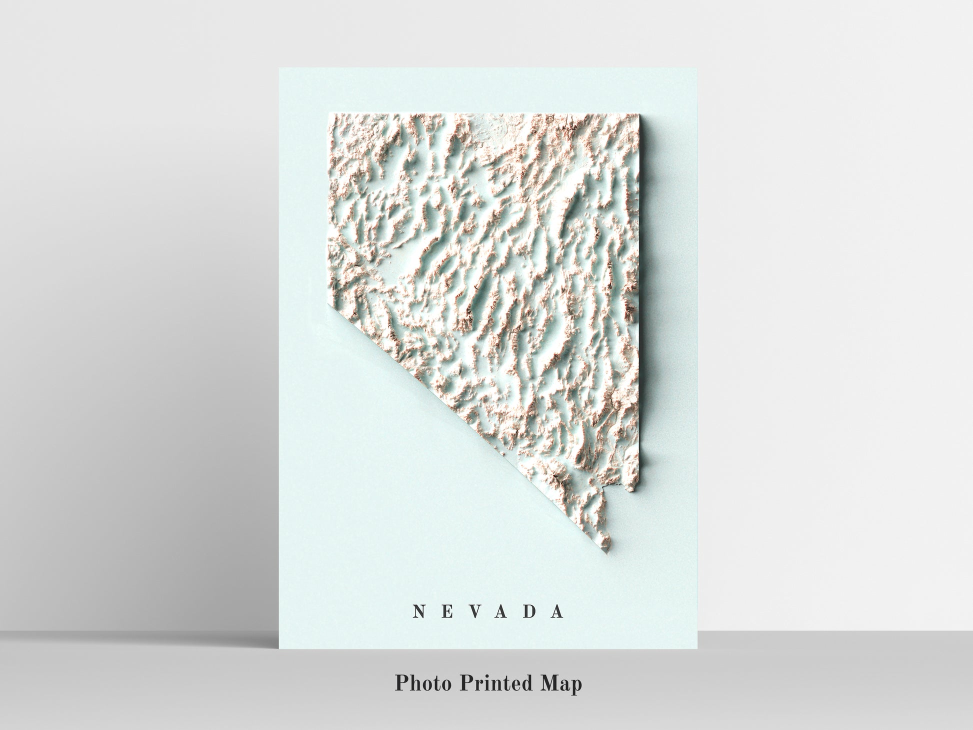 Nevada (USA) Shaded relief map print, highlighting topography. Ideal for home decor and geography lovers