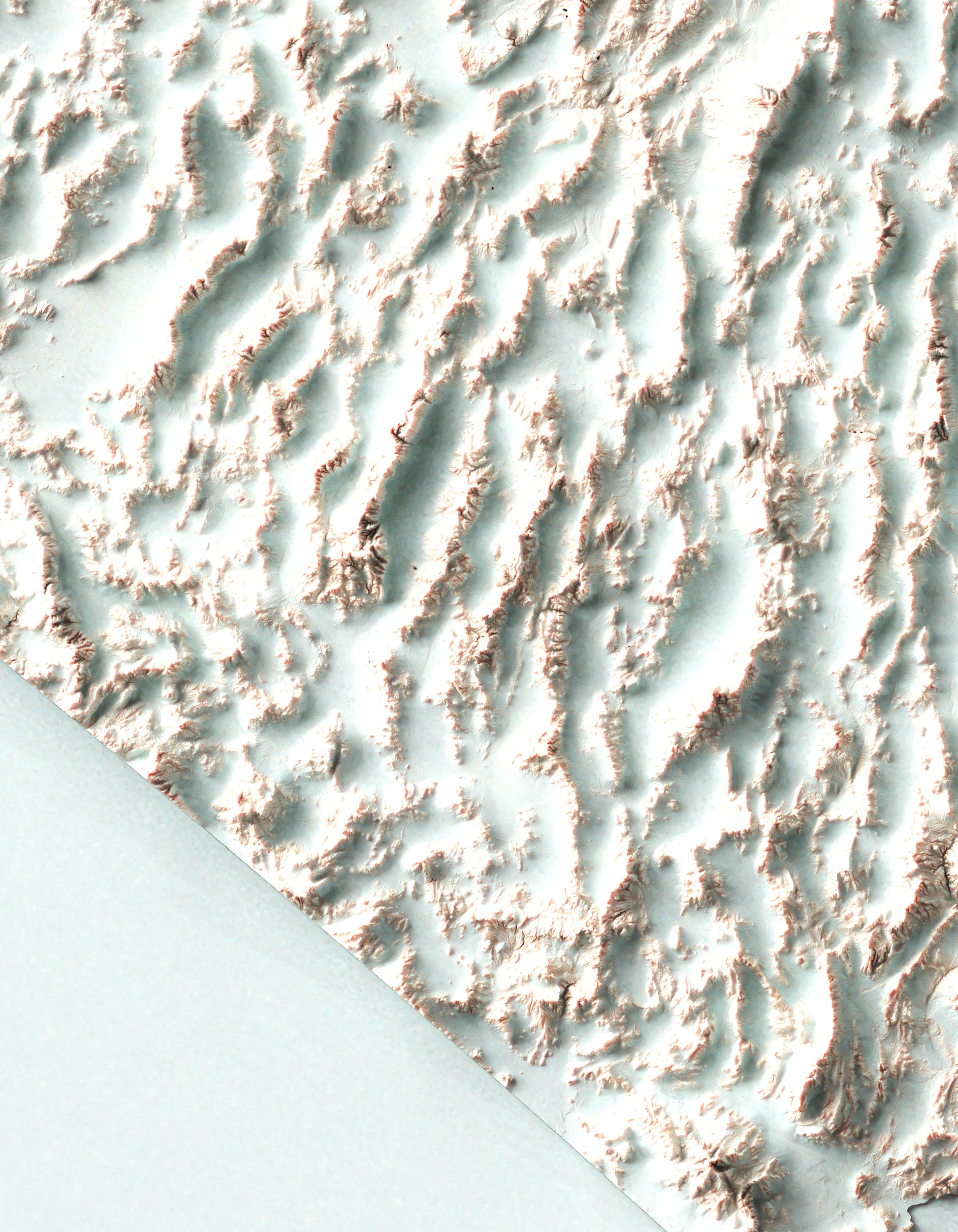 Detailed close-up of a Nevada (USA) relief map, showcasing textured topography and geographic contours