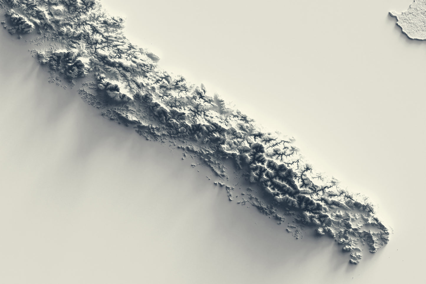 Detailed close-up of a vintage New Caledonia relief map, showcasing textured topography and geographic contours