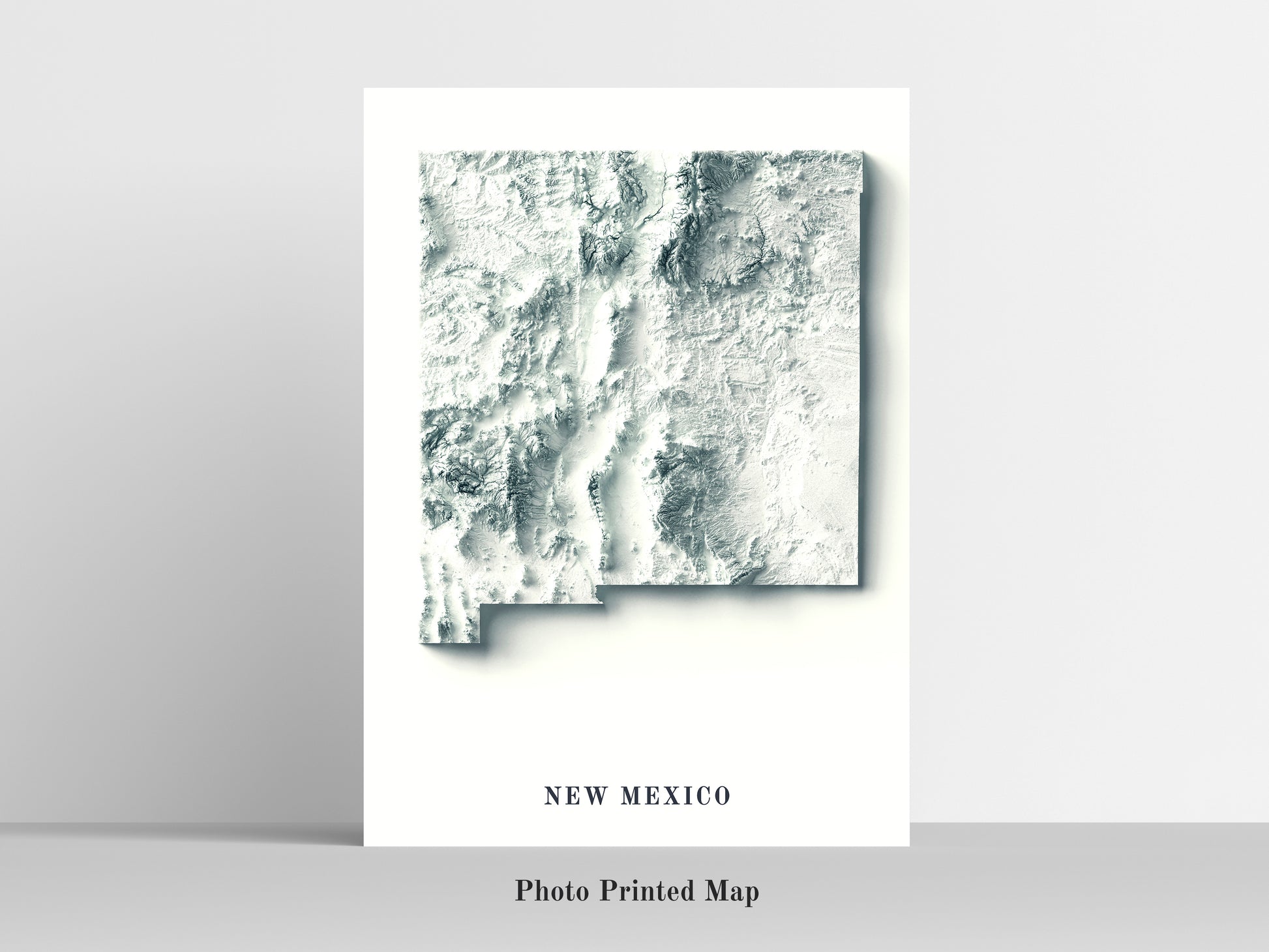 New Mexico (USA) Shaded relief map print, highlighting topography. Ideal for home decor and geography lovers