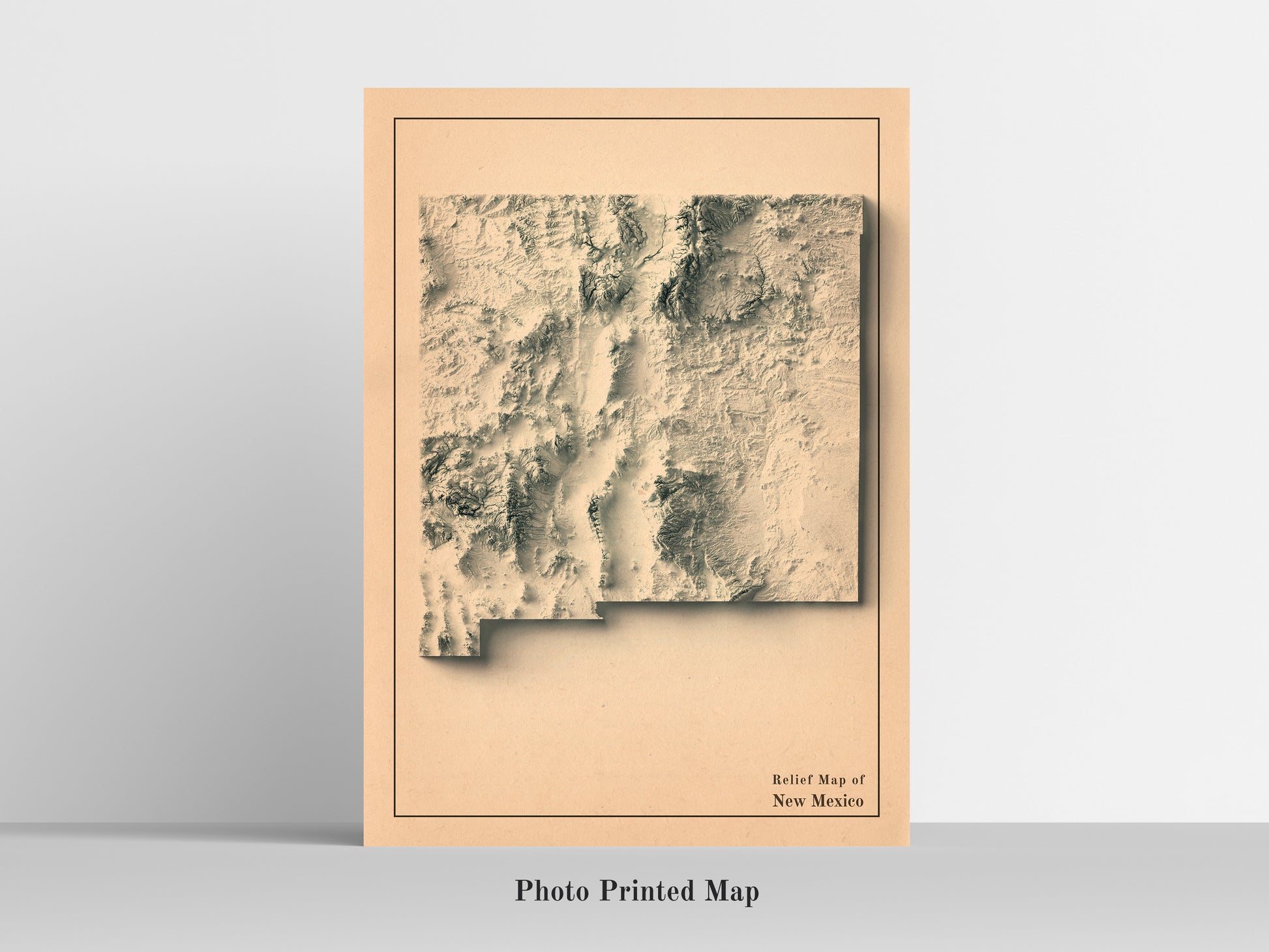 New Mexico (USA) Shaded relief map print, highlighting topography. Ideal for home decor and geography lovers