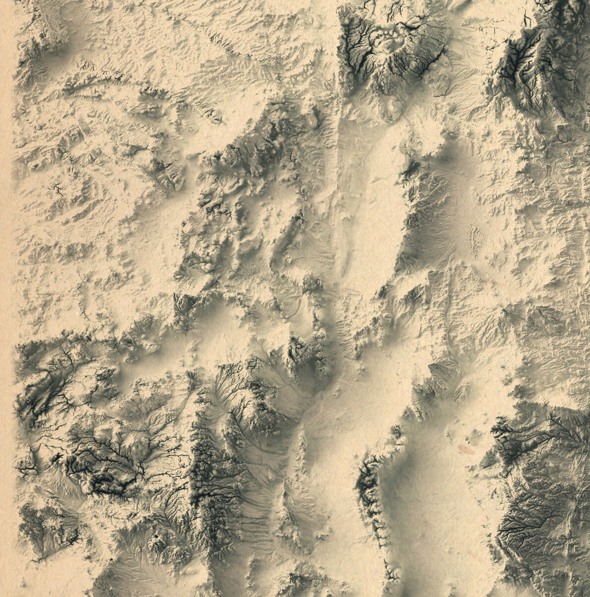 Detailed close-up of a vintage New Mexico (USA) relief map, showcasing textured topography and geographic contours