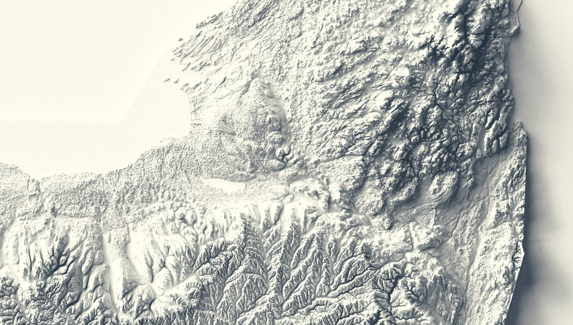 Detailed close-up of a vintage New York State relief map, showcasing textured topography and geographic contours