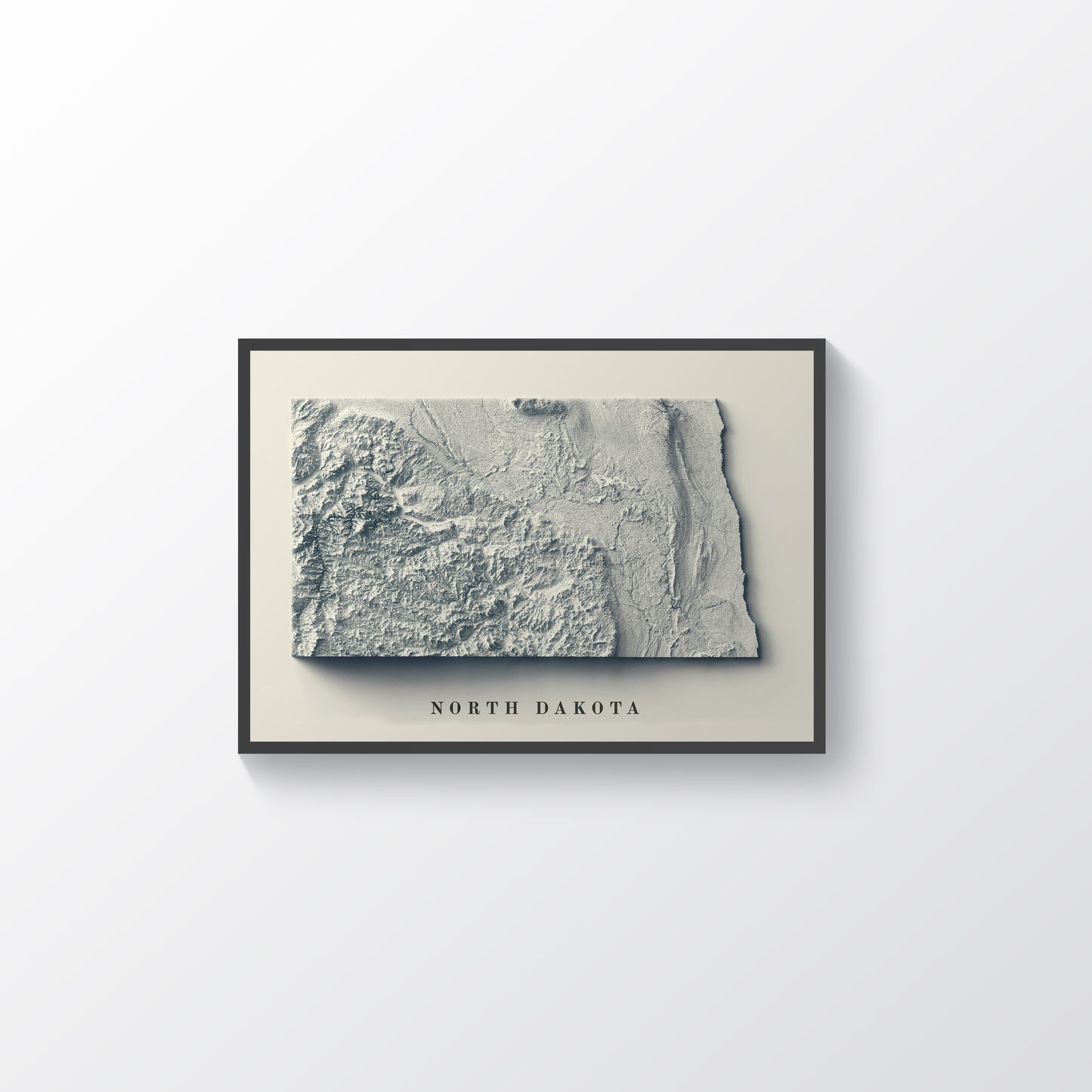 vintage shaded relief map of North Dakota
