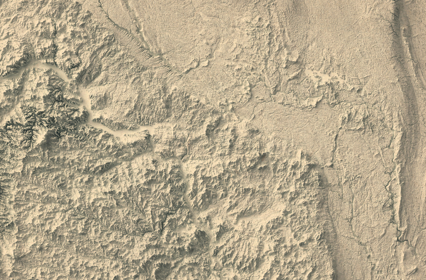 vintage shaded relief map of North Dakota