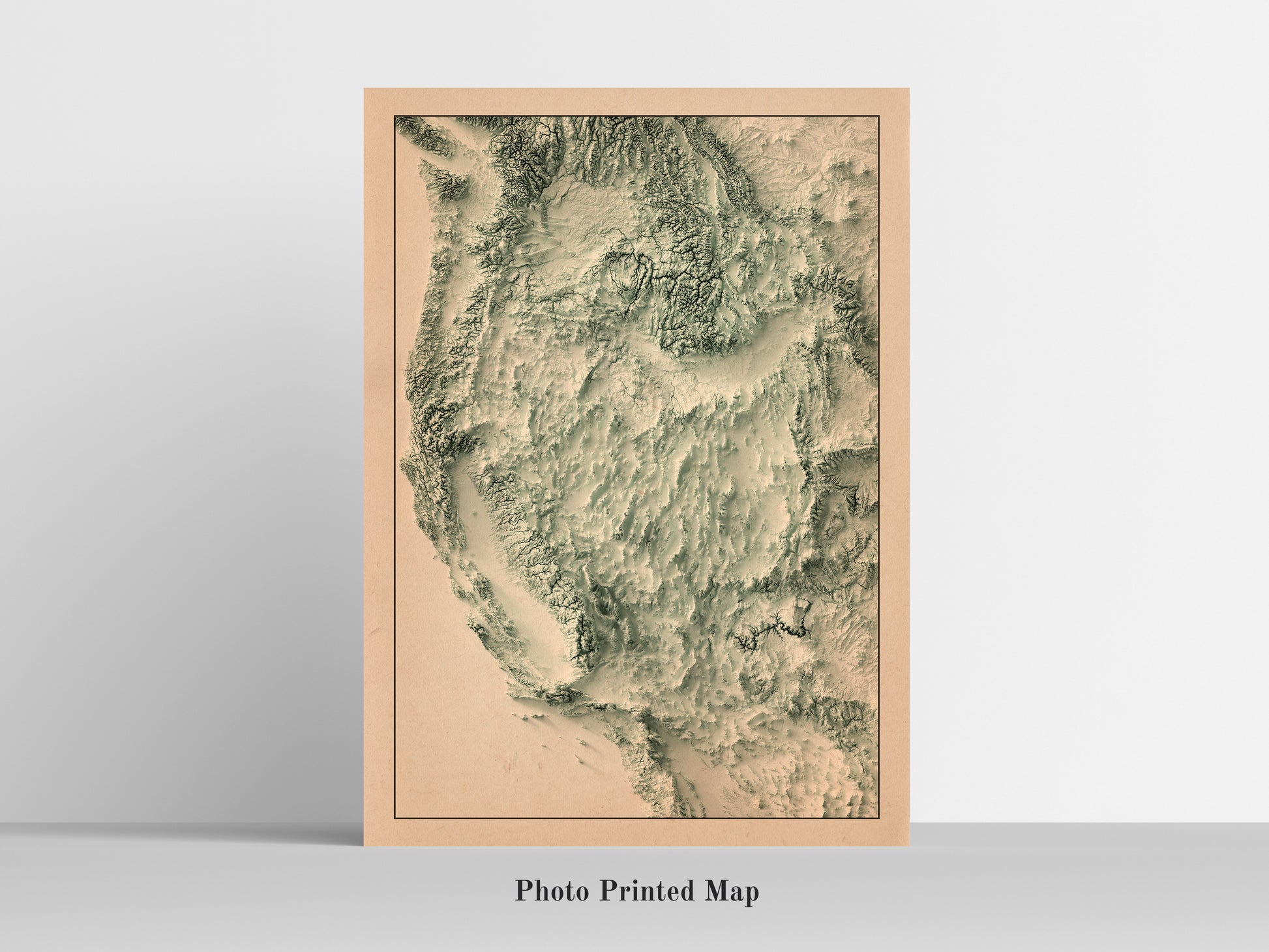 Western United States (USA) Shaded relief map print, highlighting topography. Ideal for home decor and geography lovers