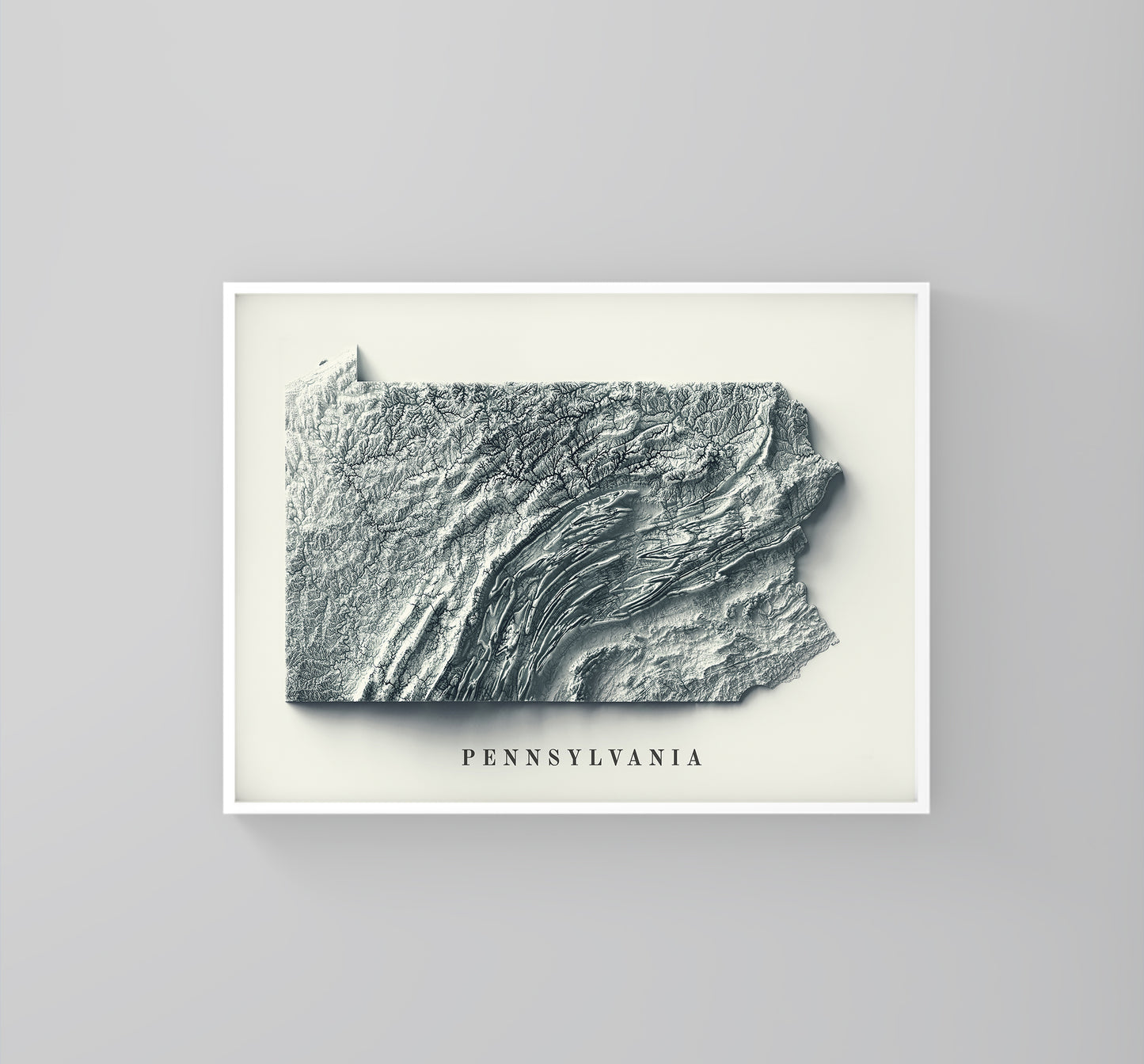 vintage shaded relief map of Pennsylvania