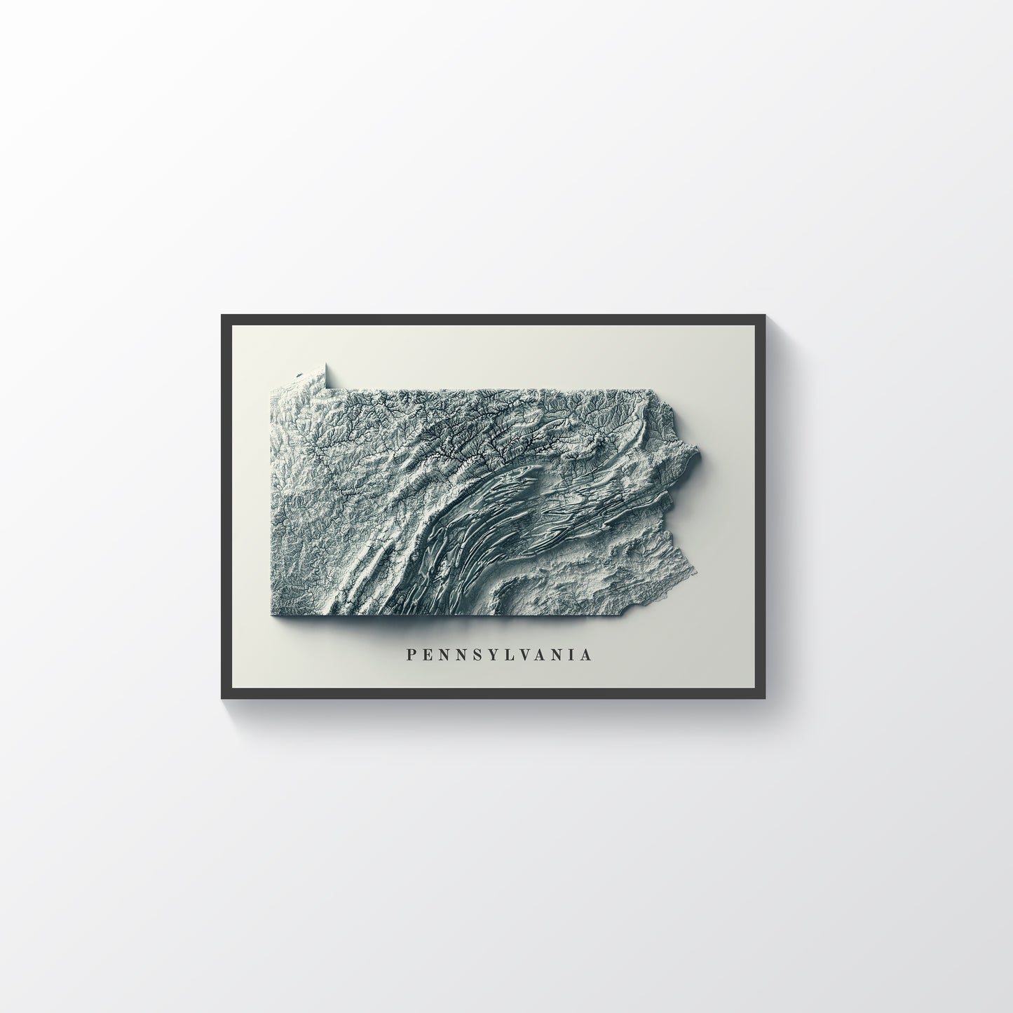 vintage shaded relief map of Pennsylvania