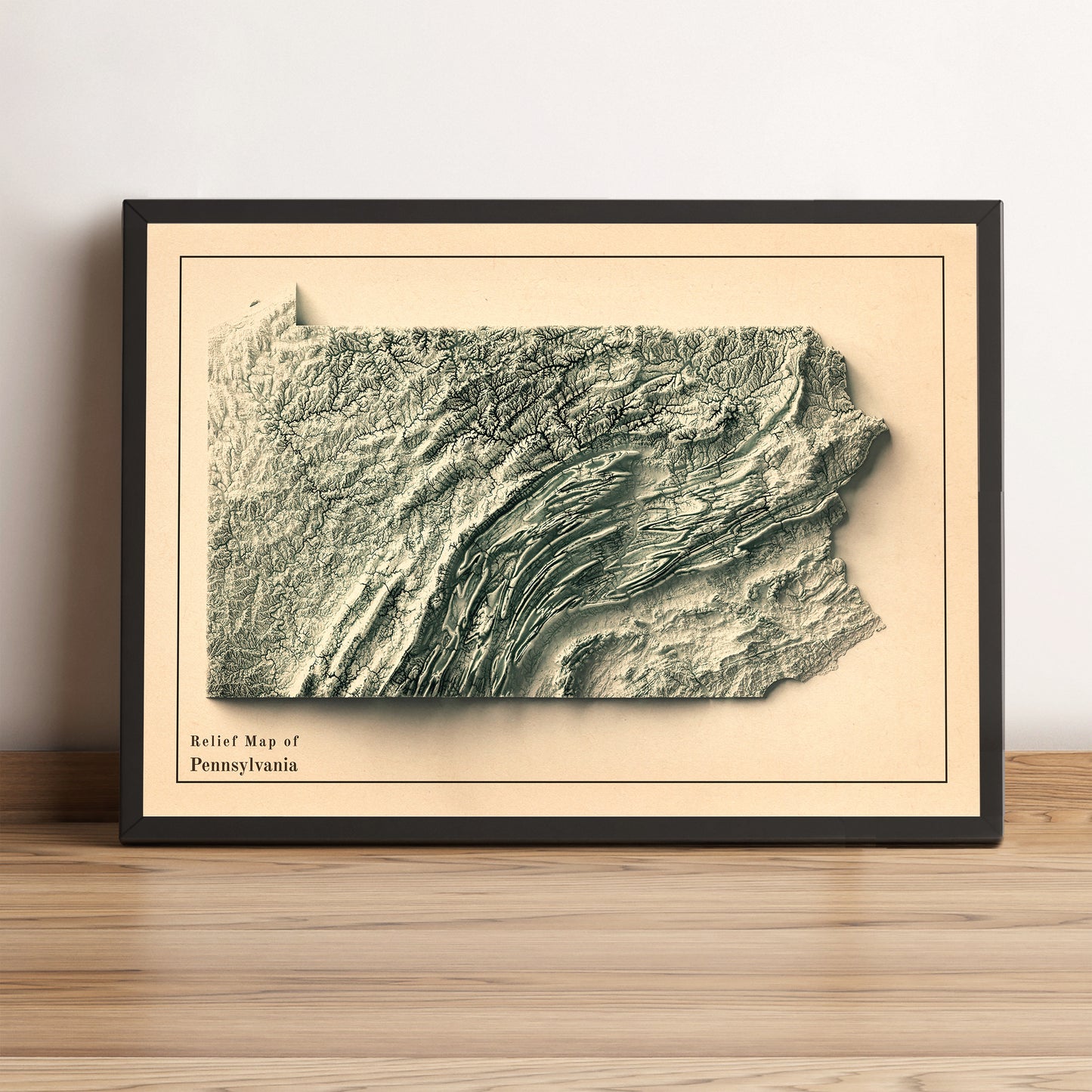 vintage shaded relief of Pennsylvania