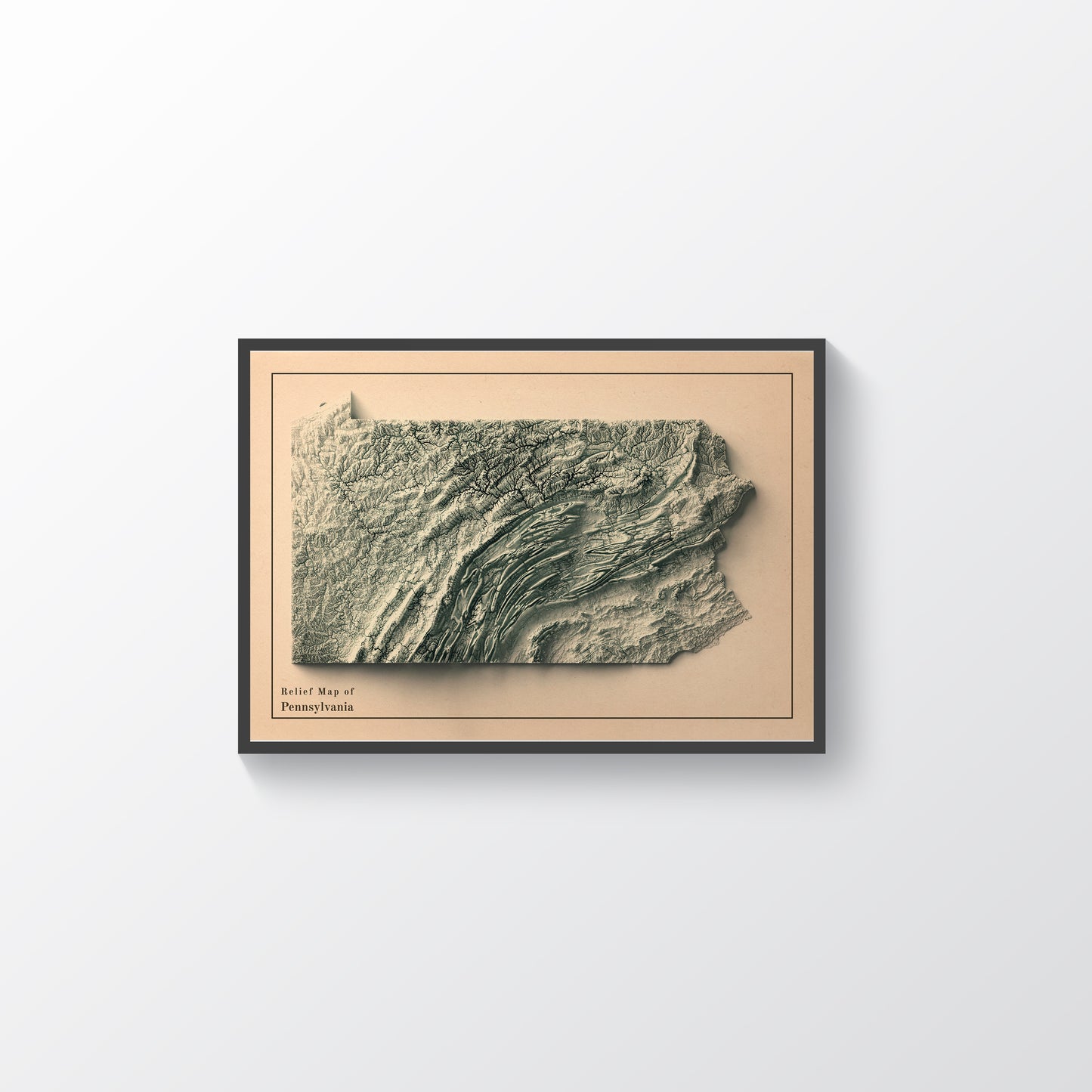 vintage shaded relief of Pennsylvania