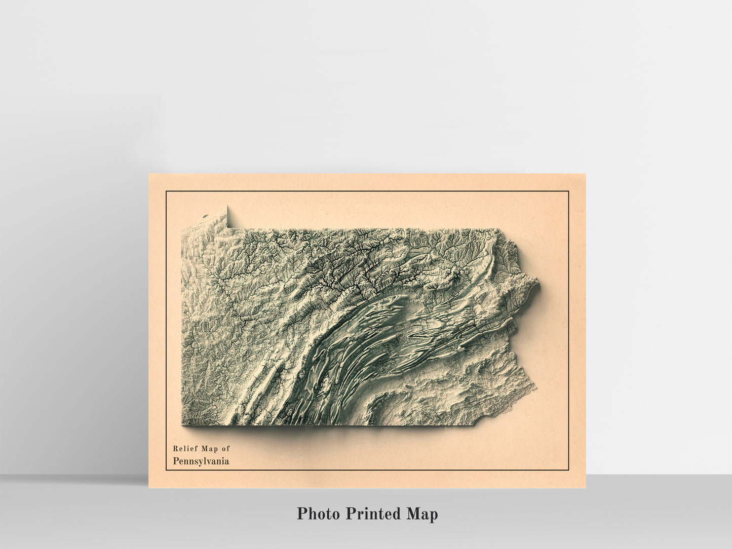 vintage shaded relief of Pennsylvania
