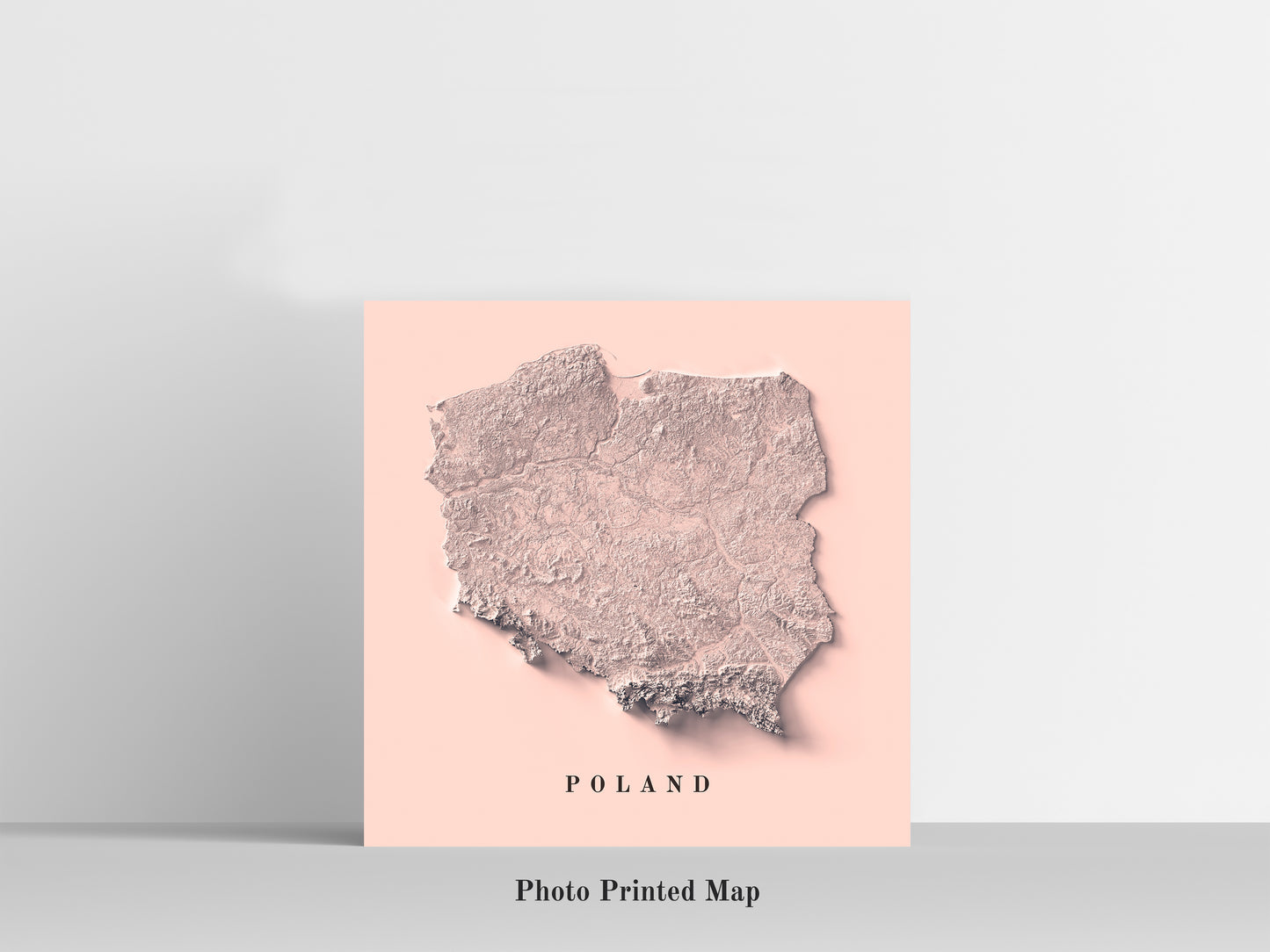 Poland Shaded relief map print, highlighting topography. Ideal for home decor and geography lovers