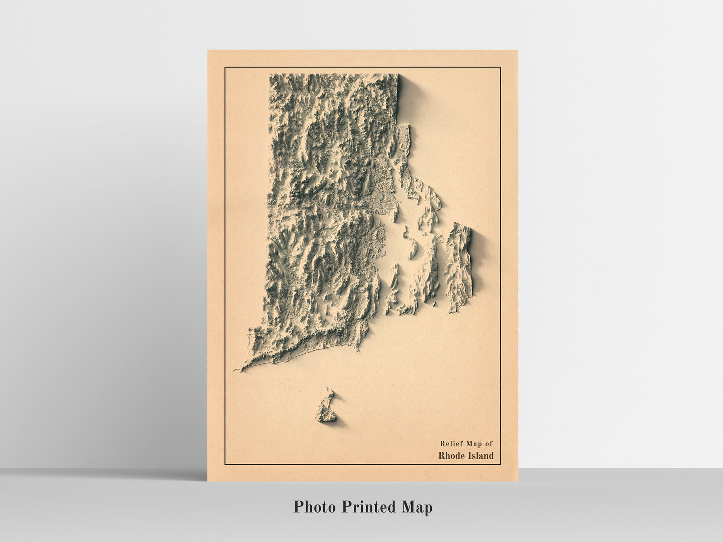 vintage shaded relief map of Rhode Island