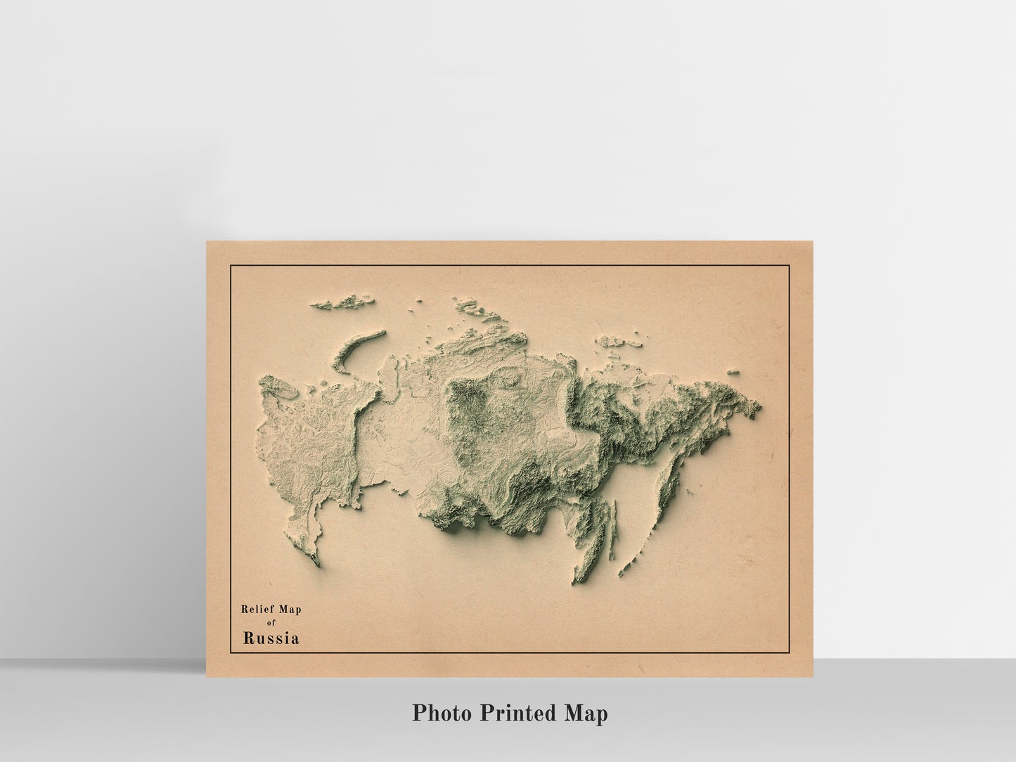 Russia Shaded relief map print, highlighting topography. Ideal for home decor and geography lovers