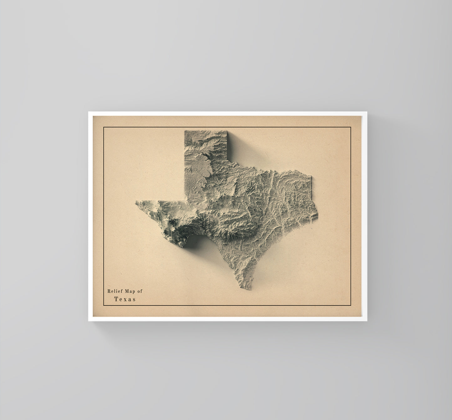 shaded vintage relief map of Texas