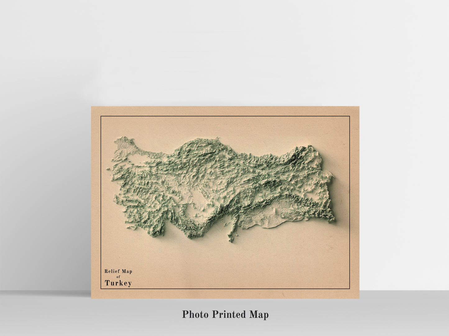 Turkey Shaded relief map print, highlighting topography. Ideal for home decor and geography lovers
