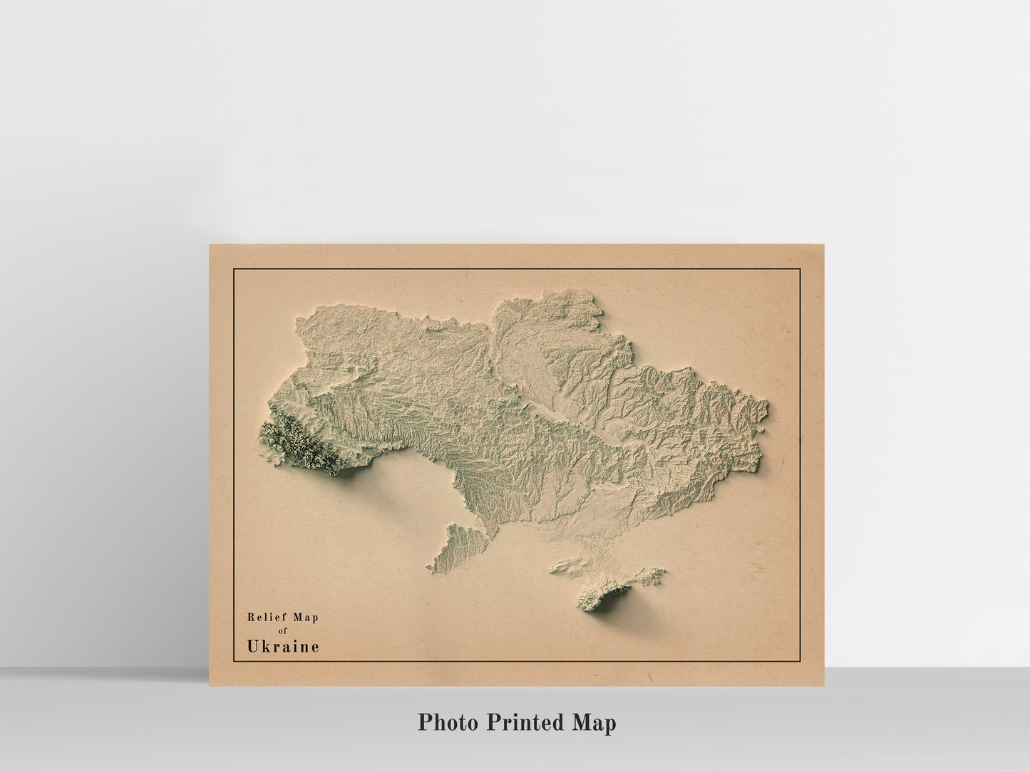 Ukraine Shaded relief map print, highlighting topography. Ideal for home decor and geography lovers