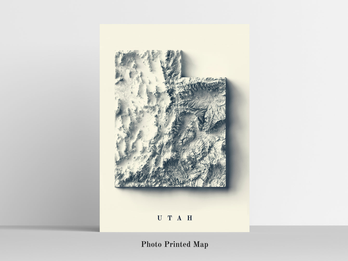 Utah (USA) Shaded relief map print, highlighting topography. Ideal for home decor and geography lovers