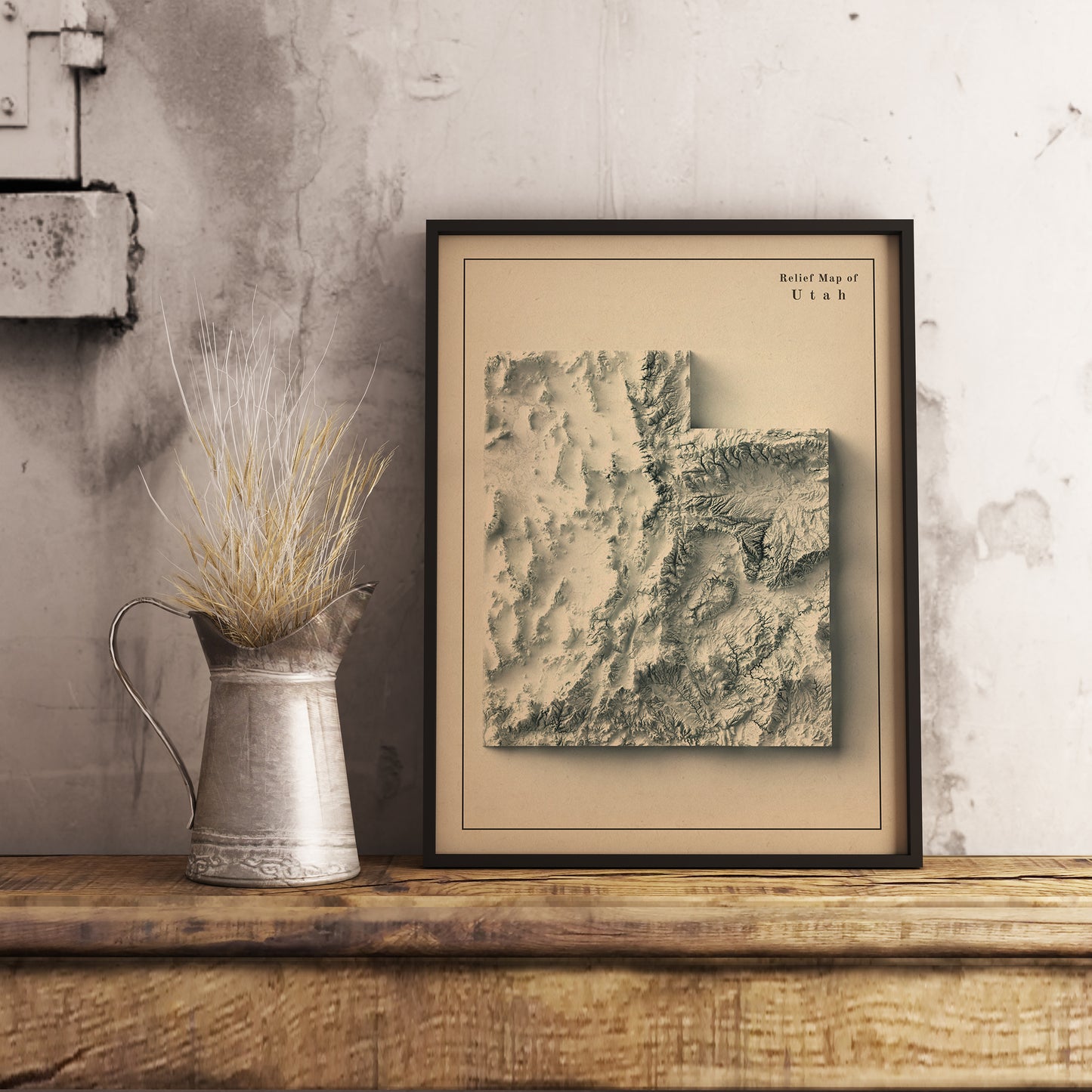 shaded vintage relief map of