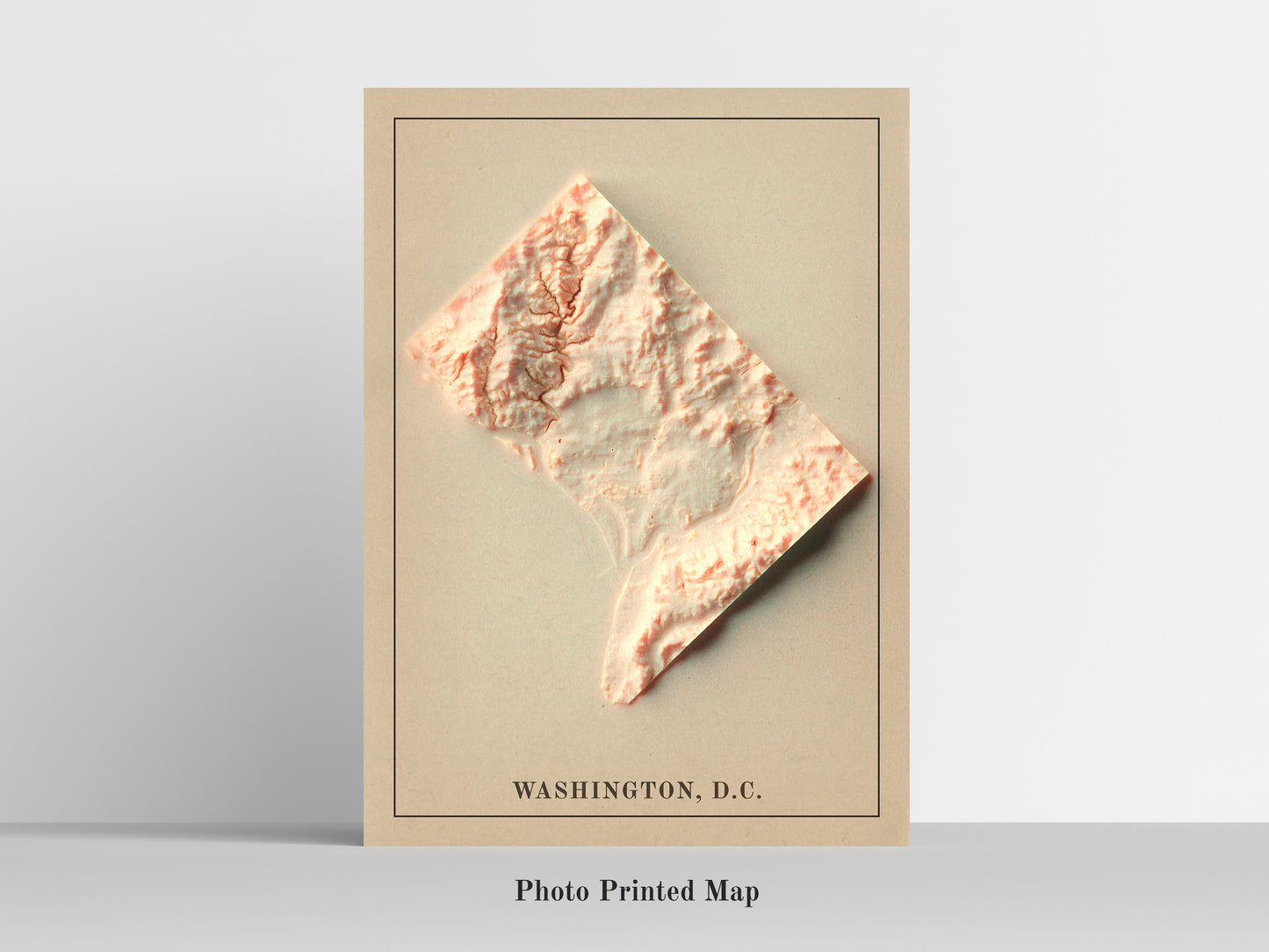 Washington DC (USA) Shaded relief map print, highlighting topography. Ideal for home decor and geography lovers