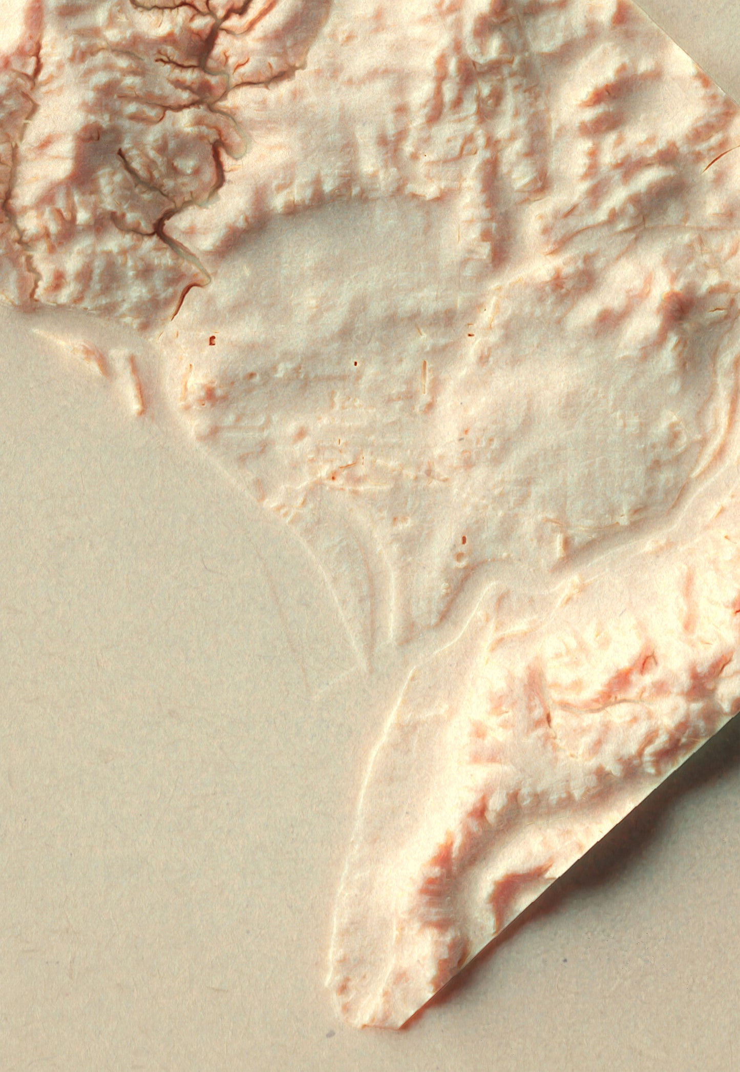Detailed close-up of a vintage Washington DC (USA) relief map, showcasing textured topography and geographic contours