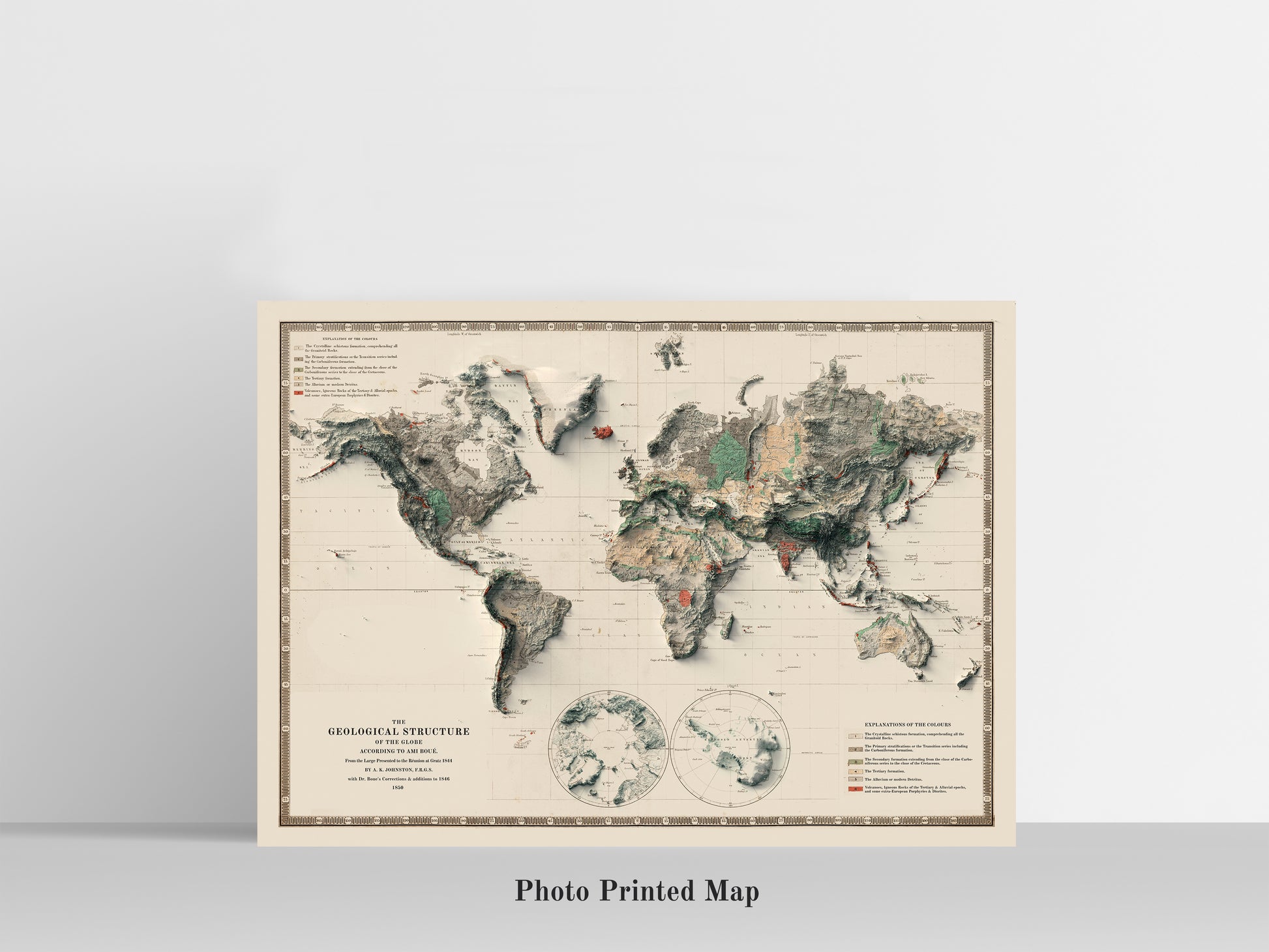 World Map. Shaded relief print, highlighting topography. Ideal for home decor and geography lovers