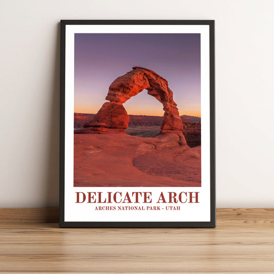 Arches National Park (Utah) vintage travel poster in black frame. Artistic photographic print