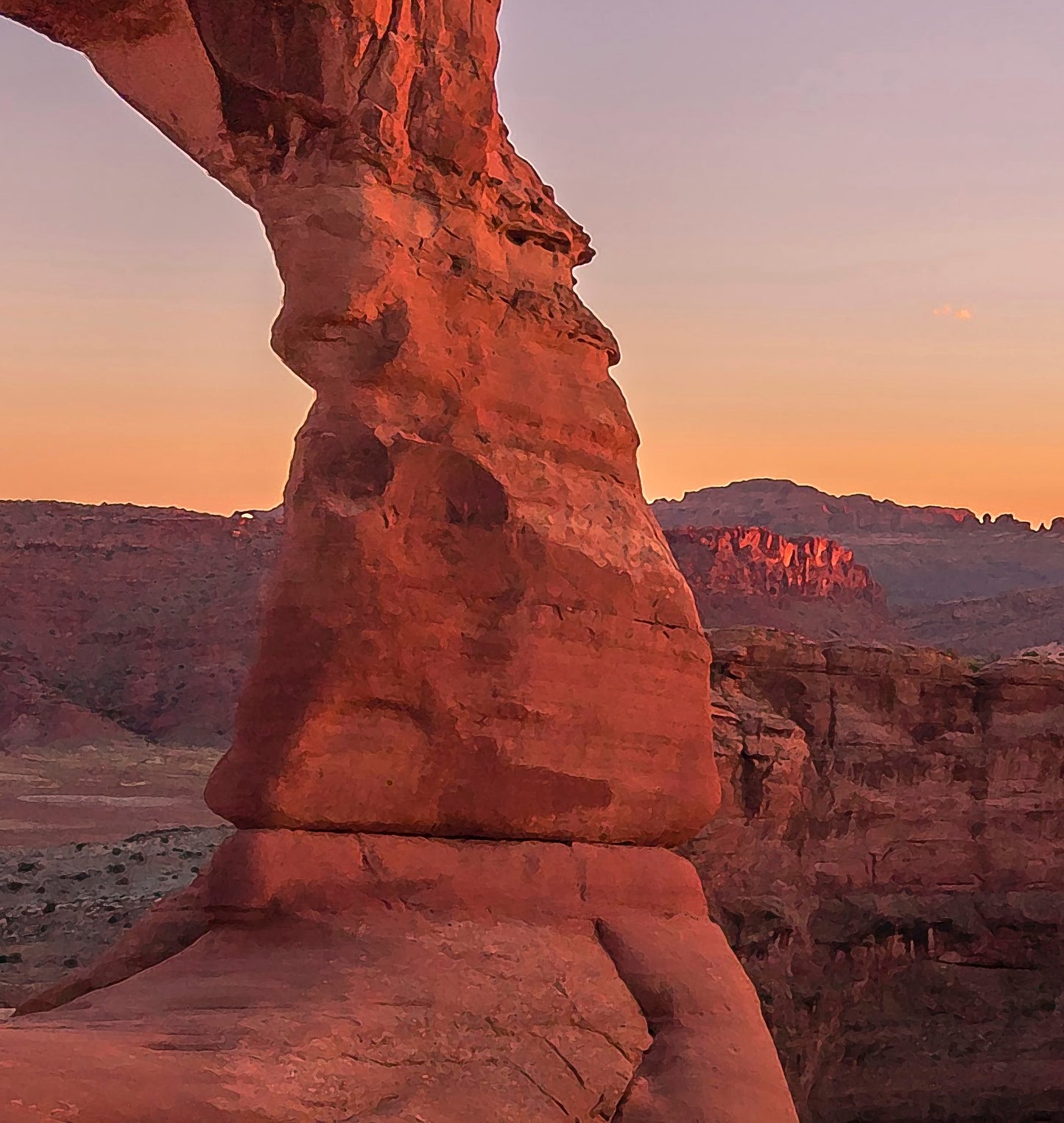 Detailed close-up of a vintage artistic Arches National Park (Utah) travel poster