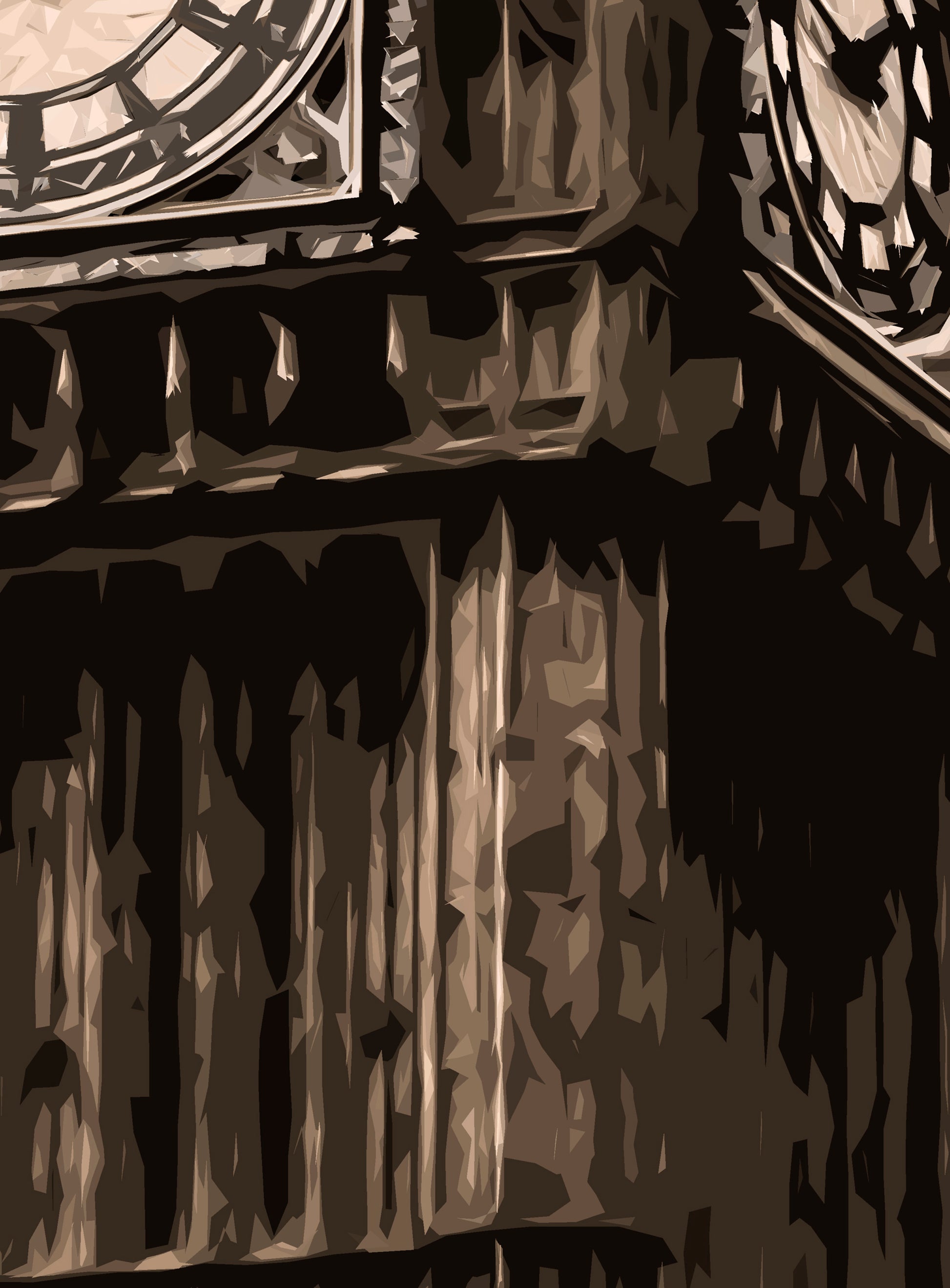 Detailed close-up of a vintage artistic Big Ben (London, UK) travel poster