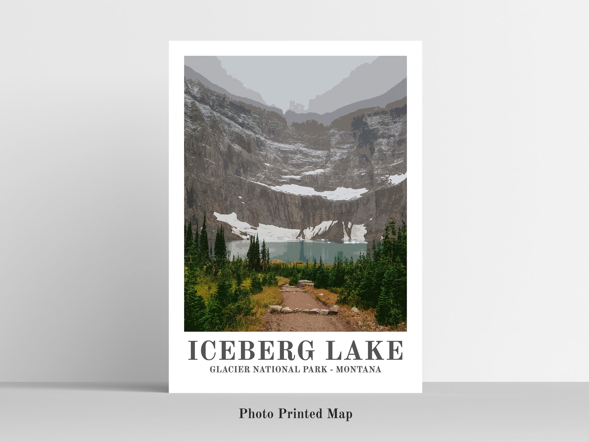 Iceberg Lake vintage travel poster. Ideal for home decor and geography lovers