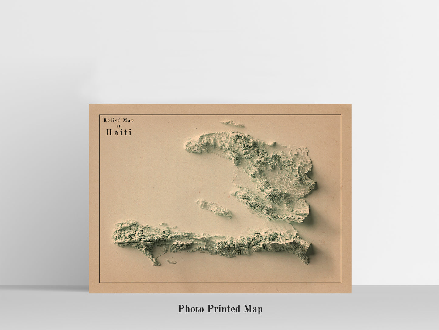Haiti Shaded relief map print, highlighting topography. Ideal for home decor and geography lovers