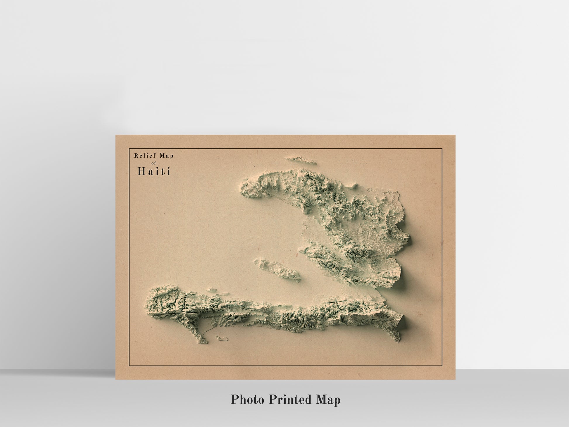 Haiti Shaded relief map print, highlighting topography. Ideal for home decor and geography lovers