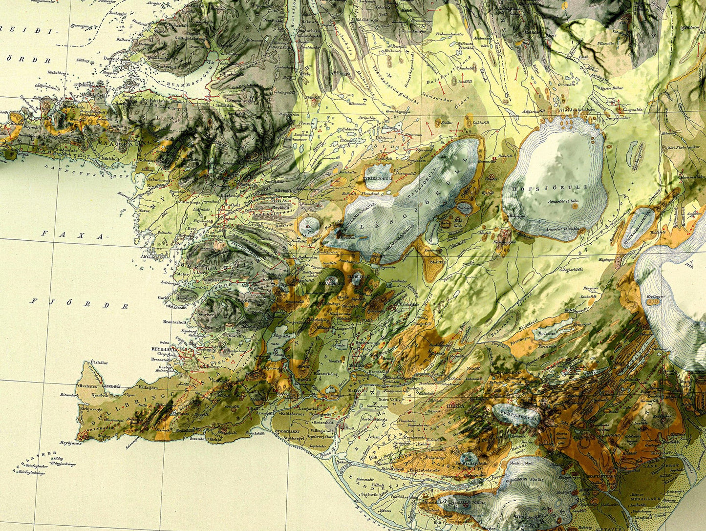 Image showing a vintage relief map of Iceland