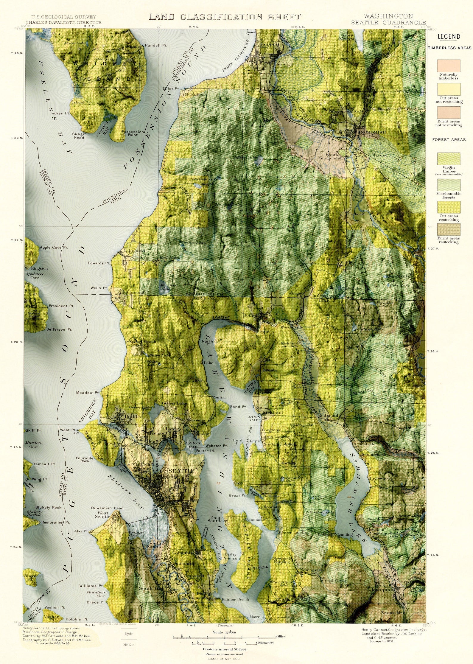 Detailed close-up of a vintage Seattle (USA) relief map, showcasing textured topography and geographic contours
