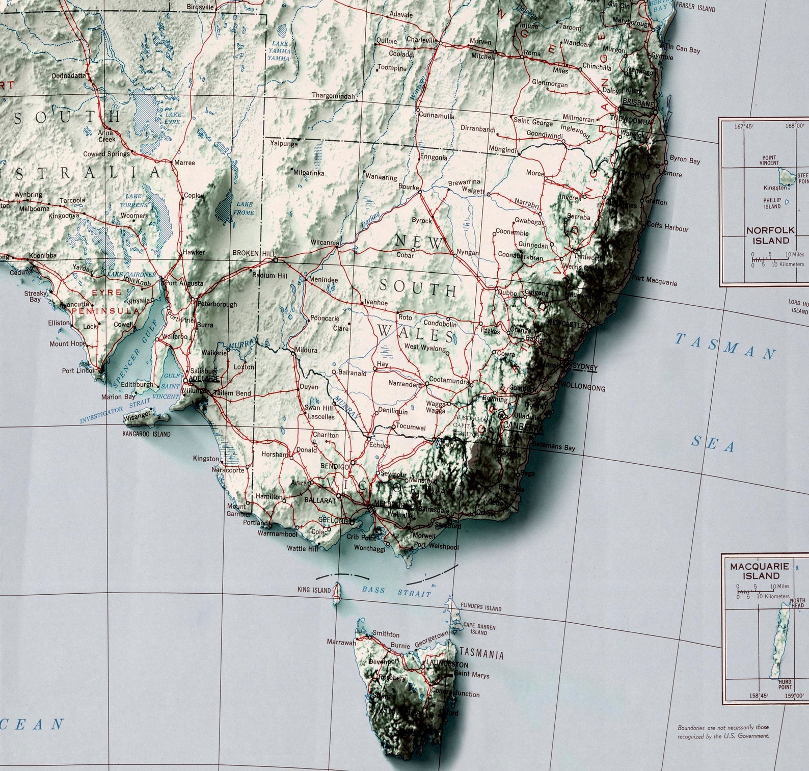 Detailed close-up of a vintage Australia relief map, showcasing textured topography and geographic contours