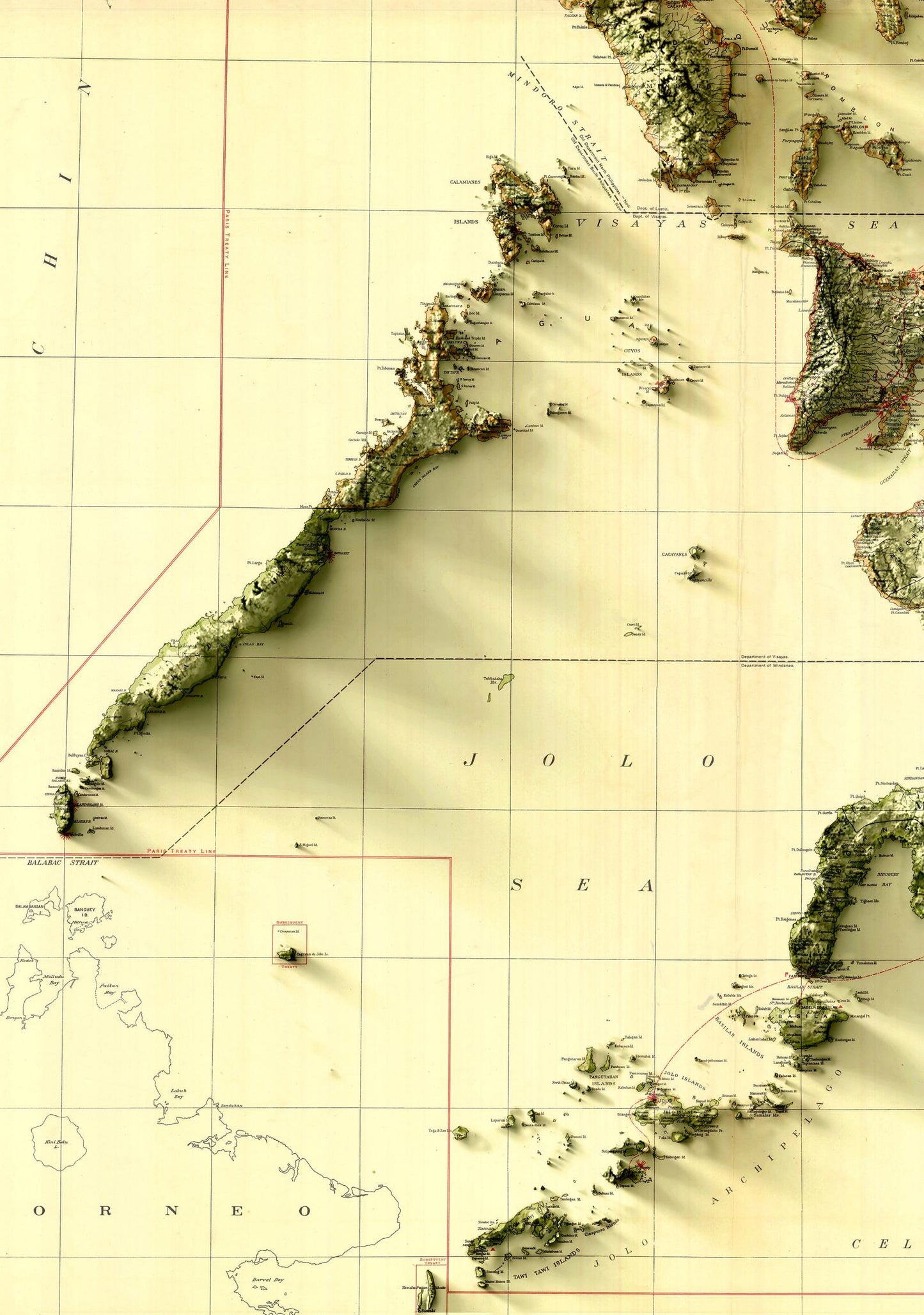 Image showing a vintage relief map of the Philippines