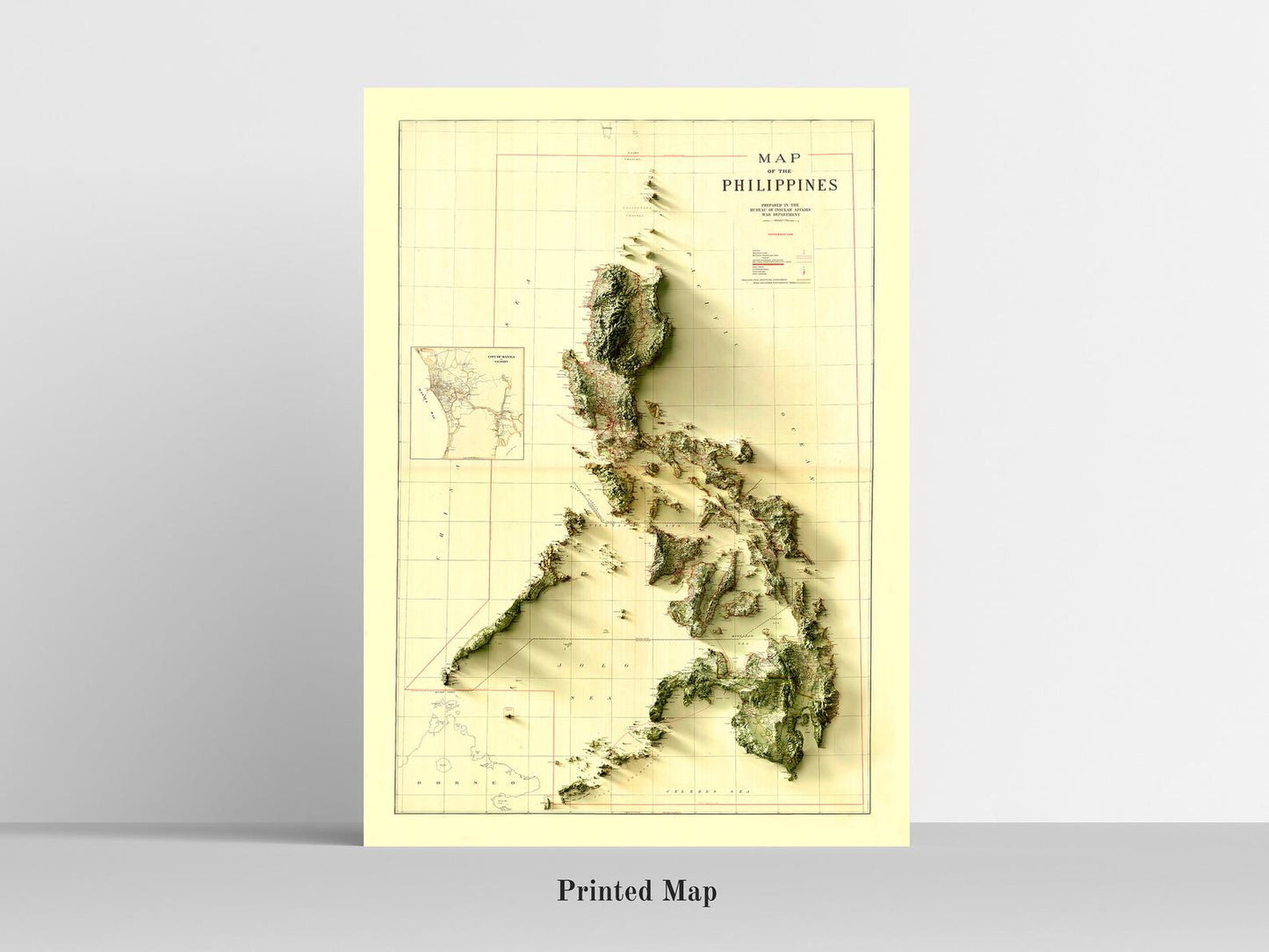 Image showing a vintage relief map of the Philippines